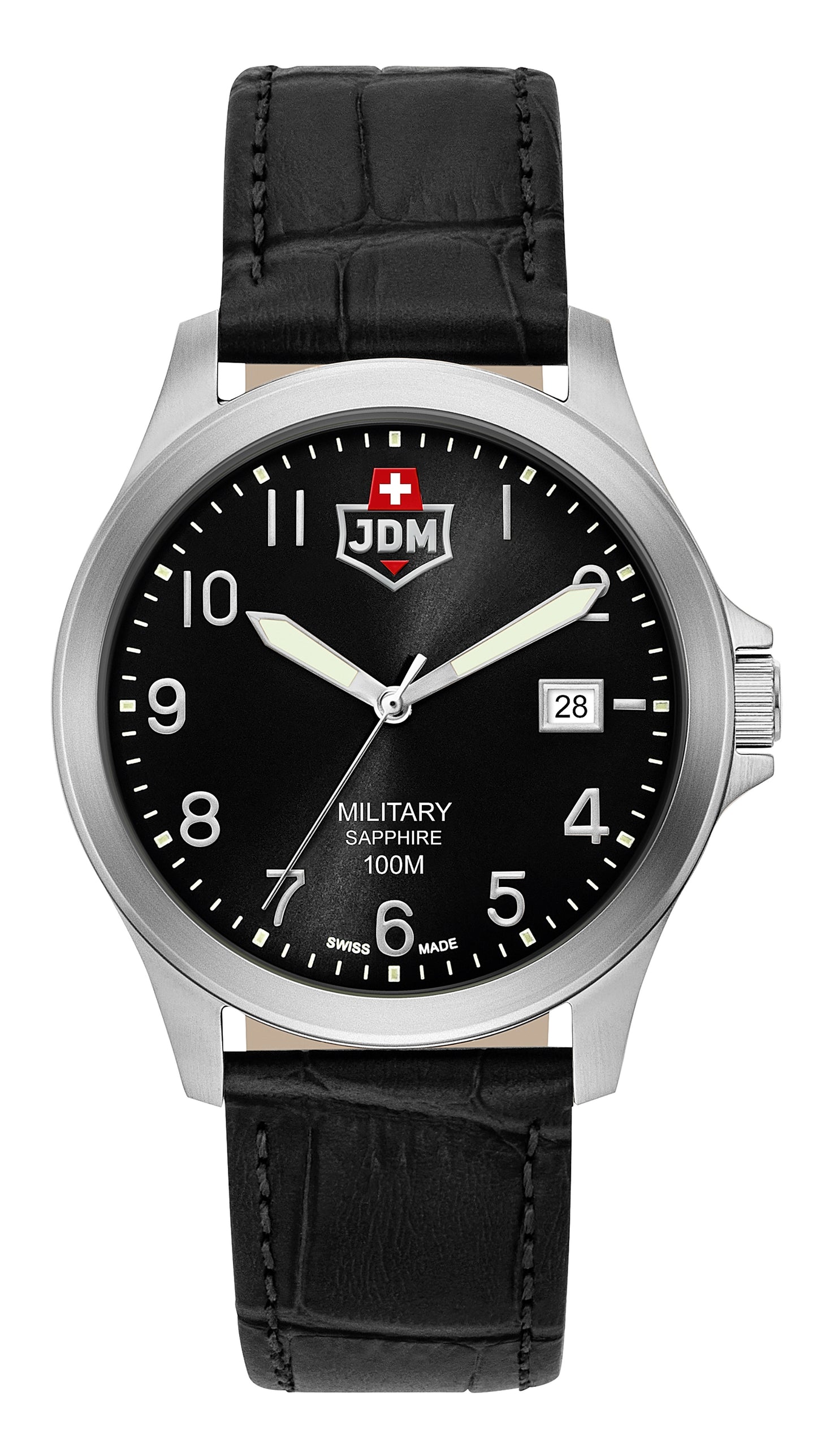 JDM Military Alpha I Black Dial and Leather Strap