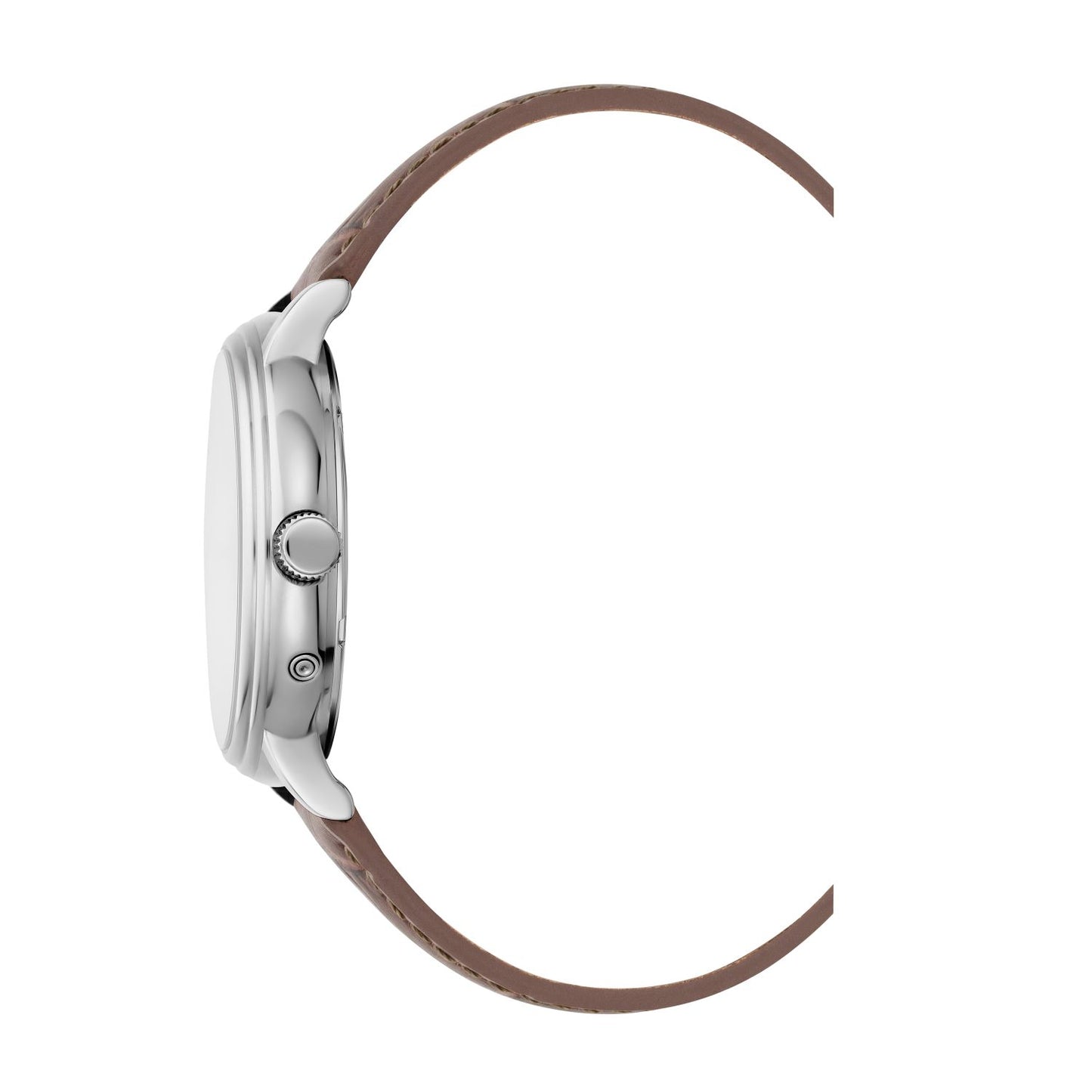 JDM Military Echo Silver Dial Brown Leather Strap