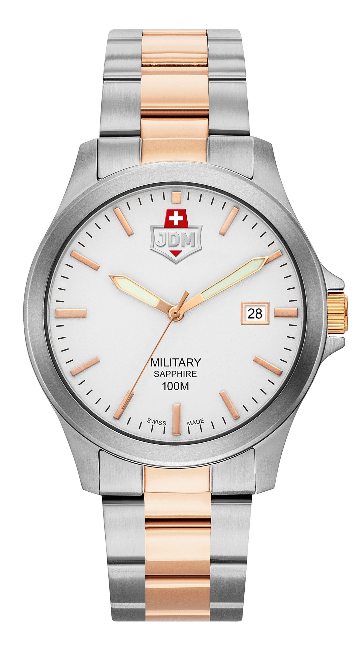 JDM Military Alpha II White Dial Rosegold Bi-colour Bracelet