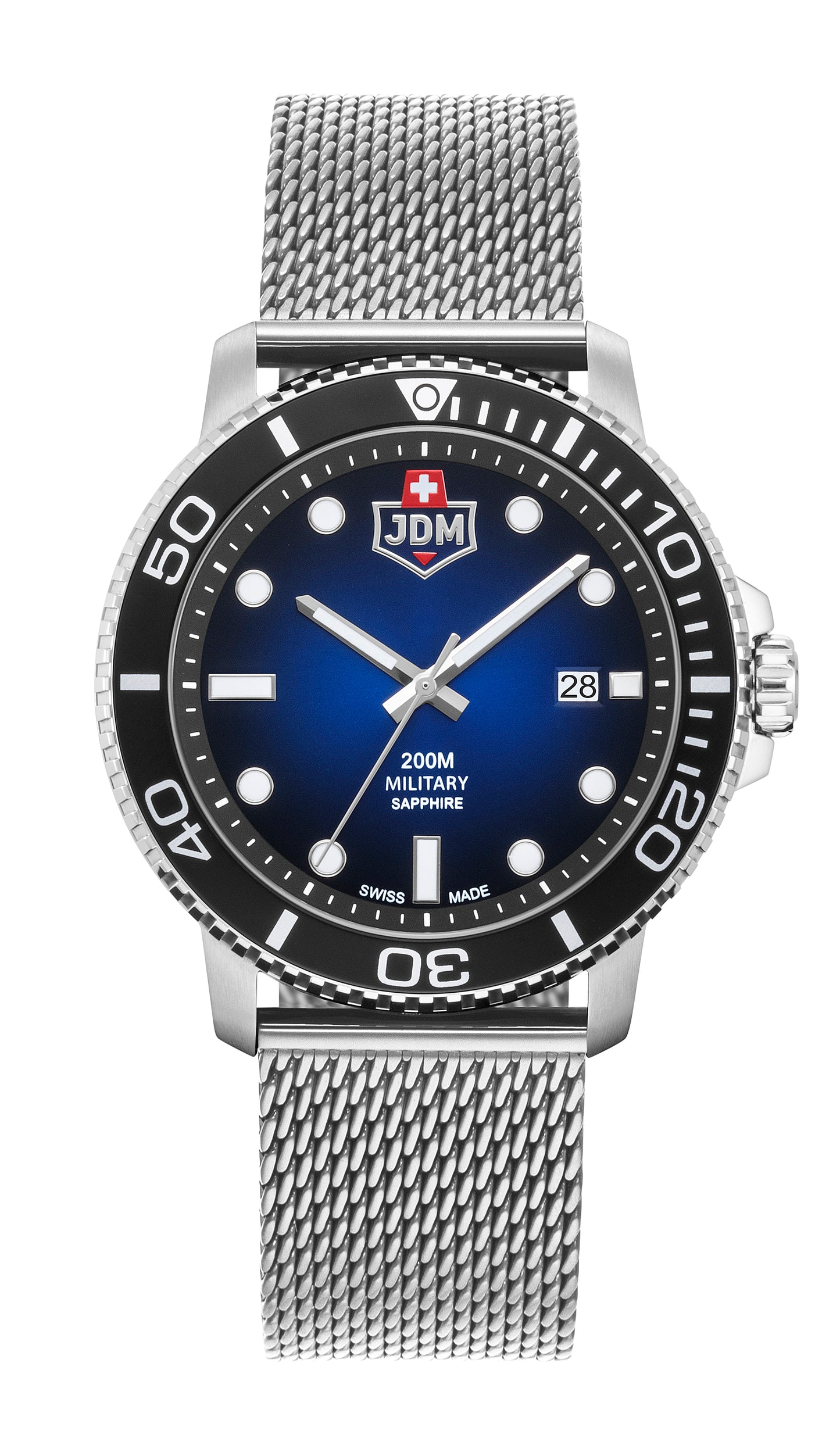 JDM Military Tango Blue Dial Steel Milanese Strap