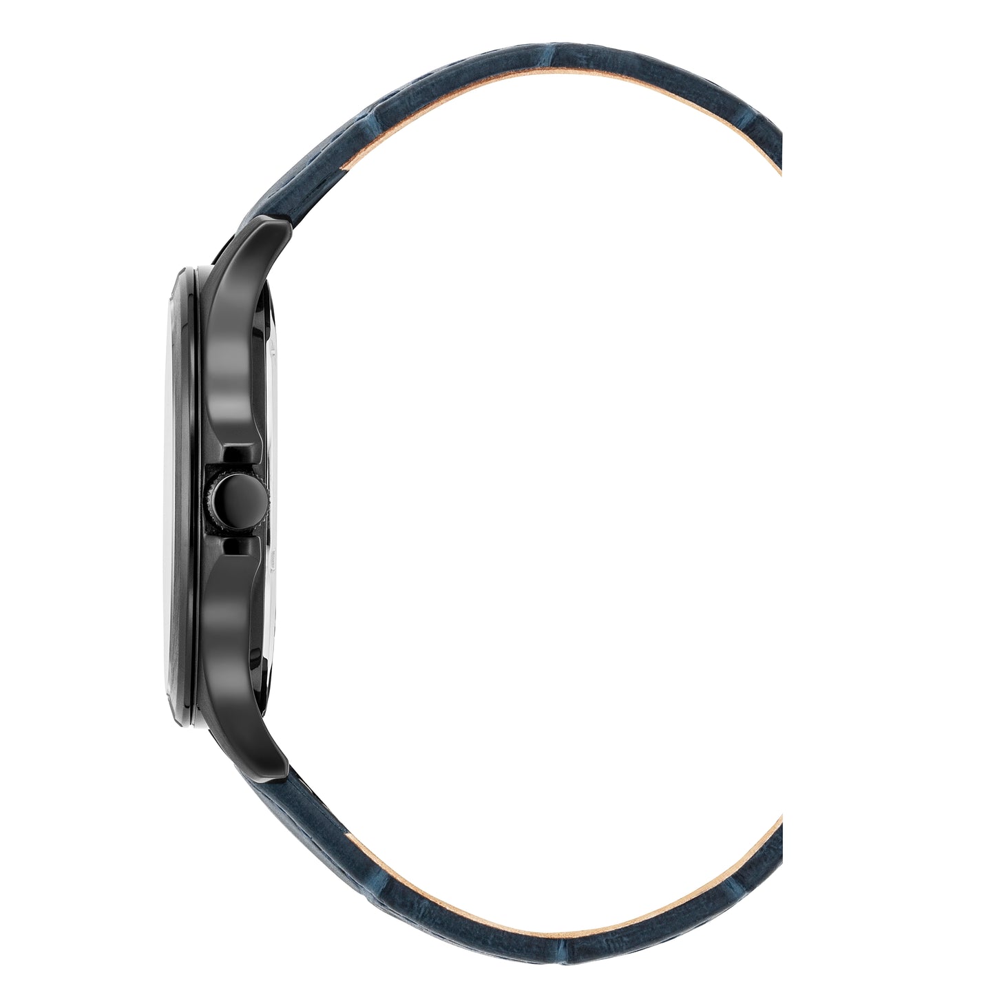 JDM Military Alpha Big Date Blue Dial Blue Leather Strap Black IP Case