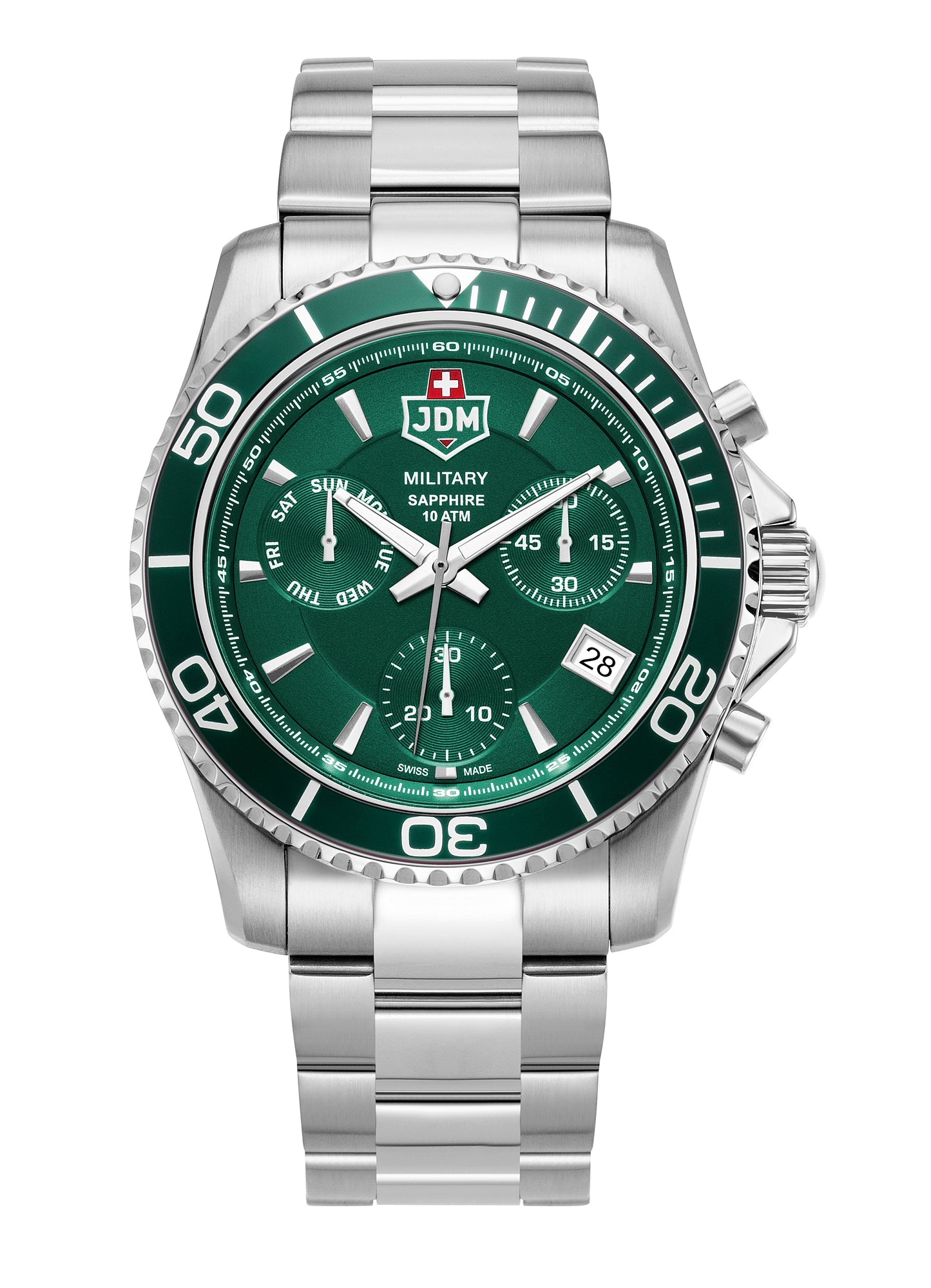 JDM Military Sierra Chrono Green Dial Stainless Steel Bracelet