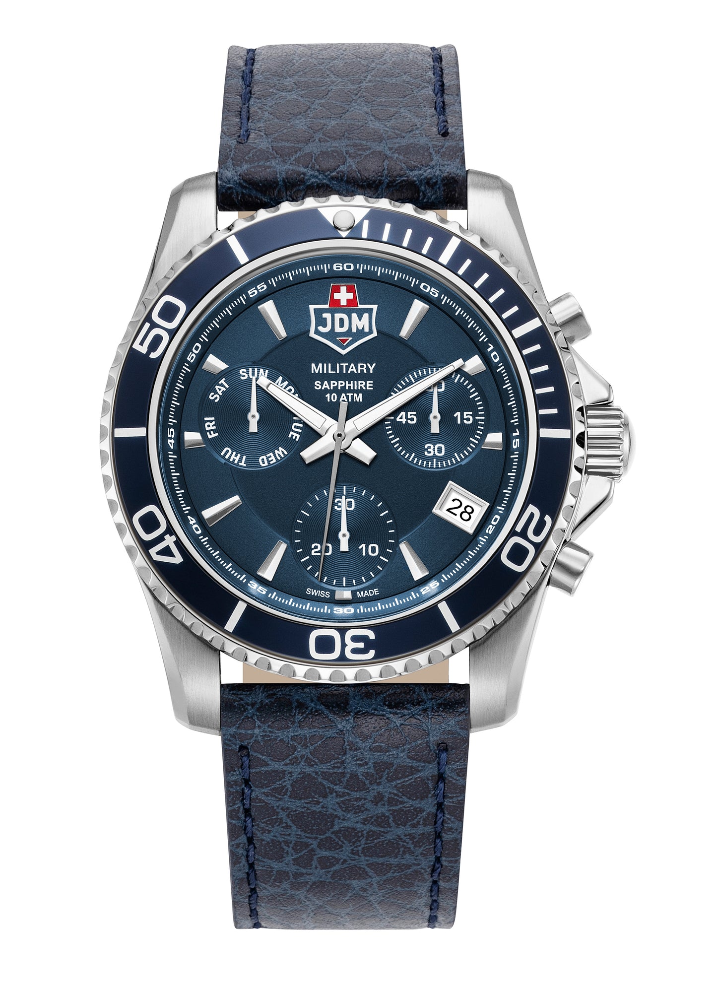 JDM Military Sierra Chrono Blue Dial Blue Leather Strap