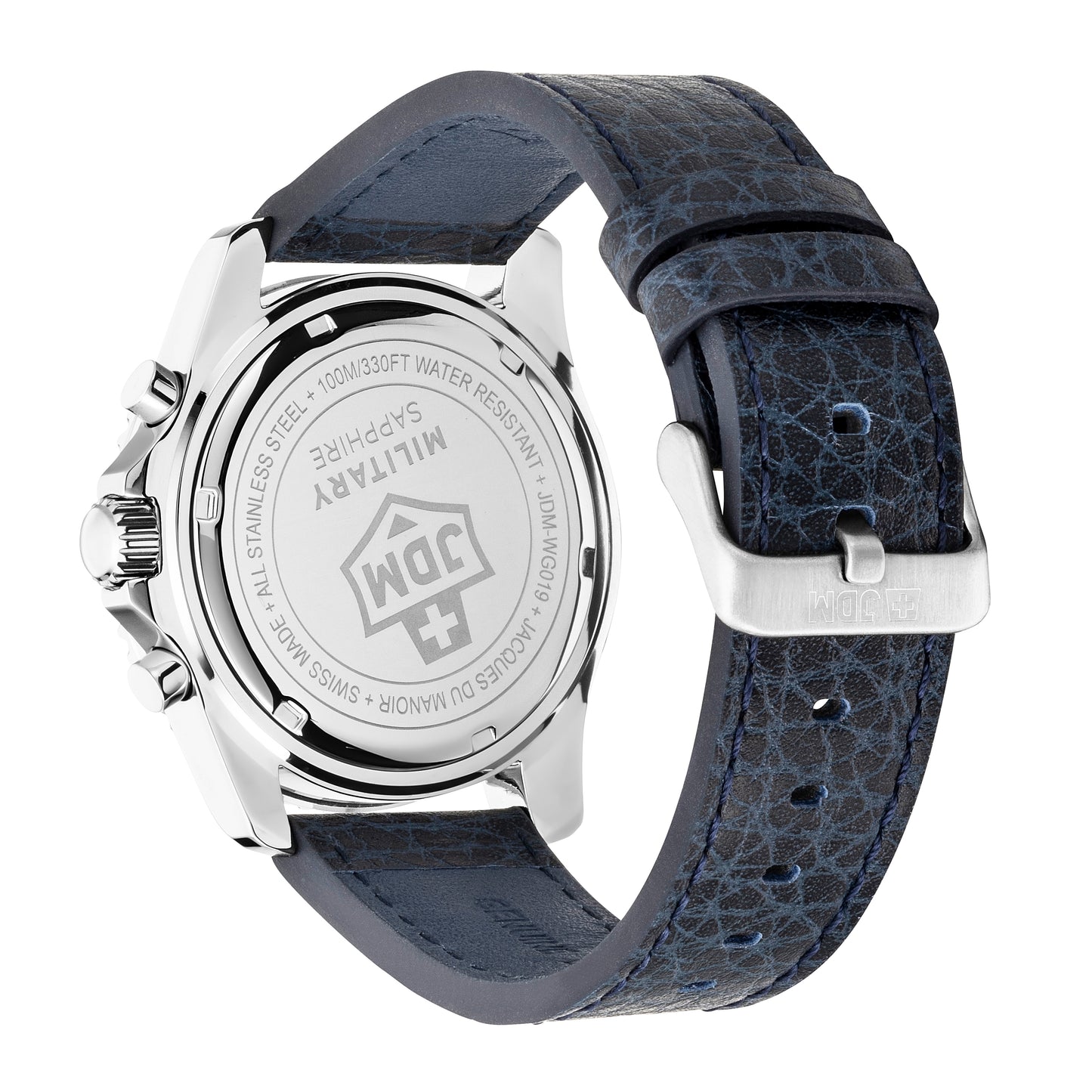 JDM Military Sierra Chrono Blue Dial Blue Leather Strap