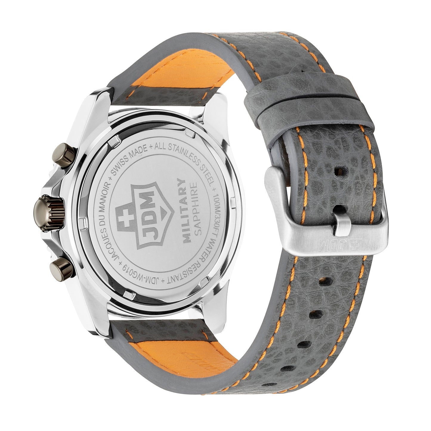 JDM Military Sierra Chrono Grey Dial Grey Leather Strap
