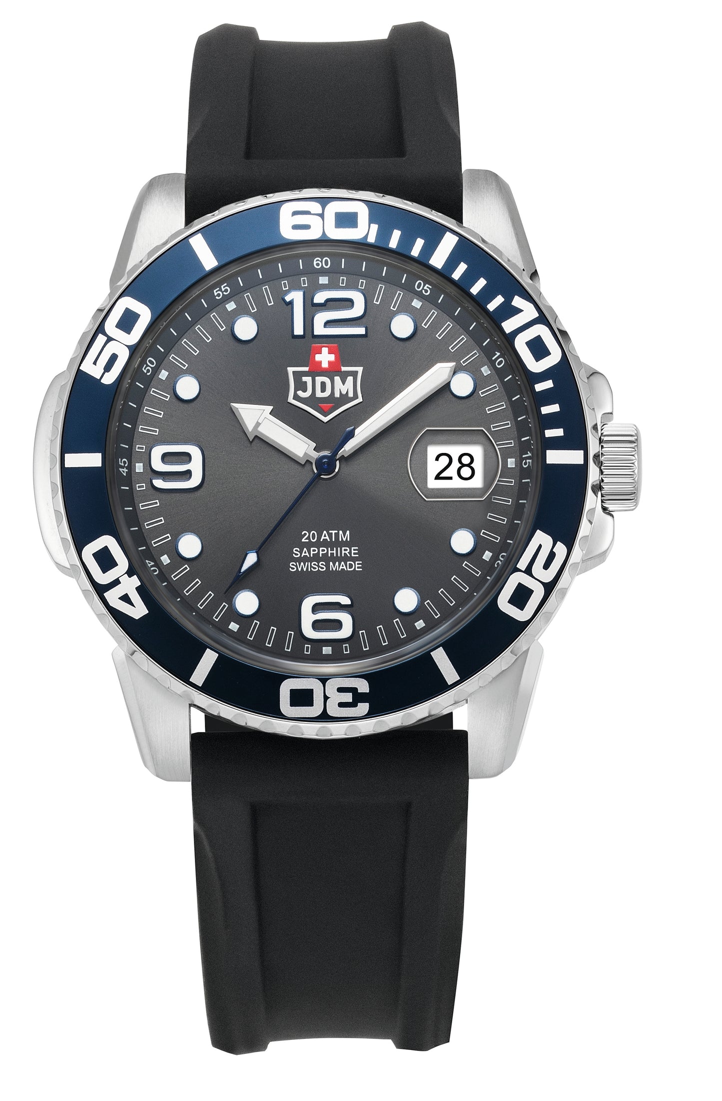 JDM Military Mike Boxed Set Grey Dial Stainless Steel Bracelet including Black Silicone Strap