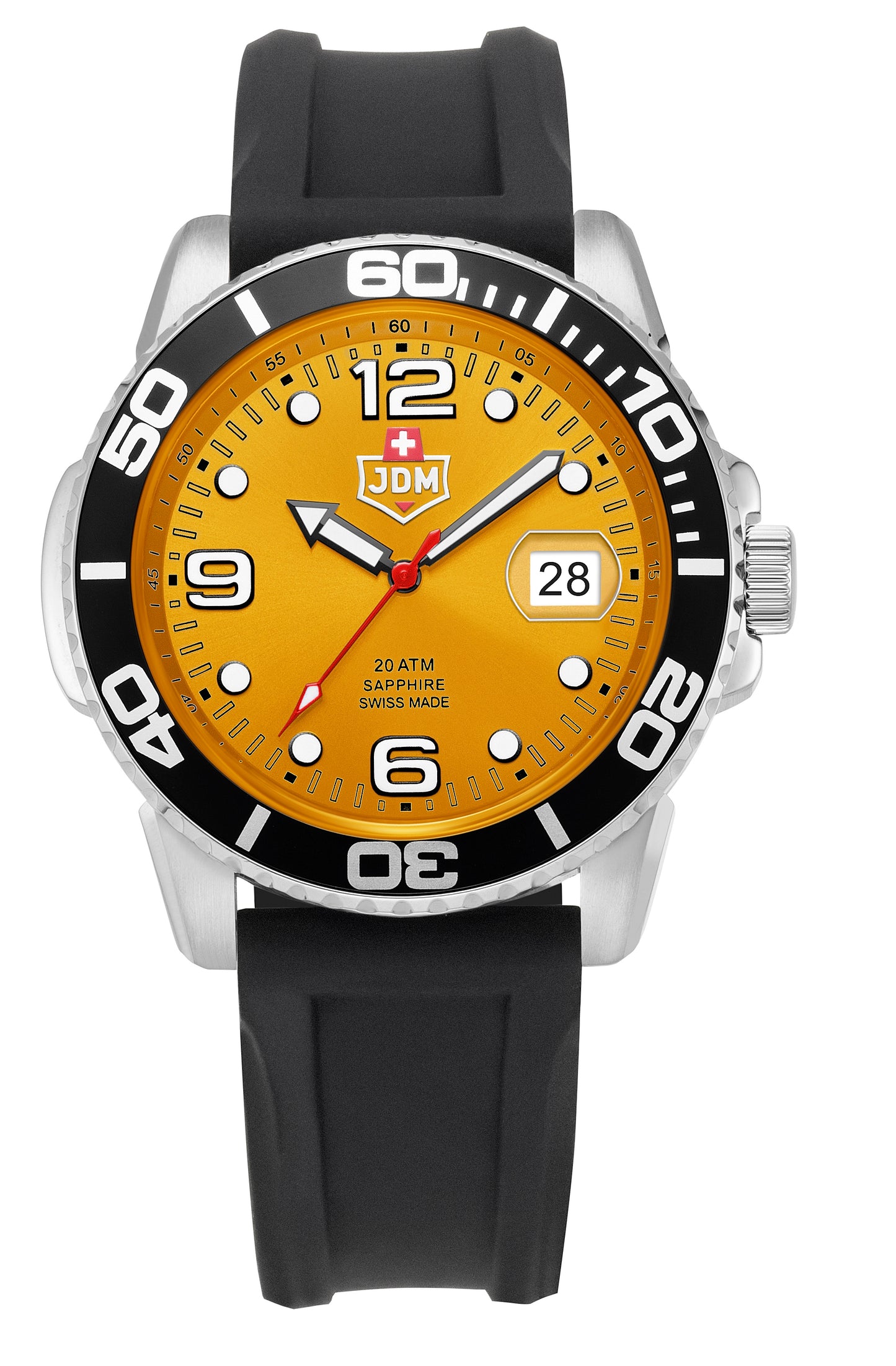 JDM Military Mike Boxed Set Yellow Dial Stainless Steel Bracelet including Black Silicone Strap