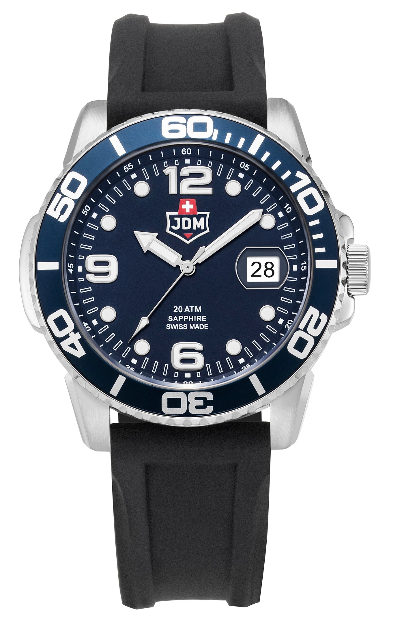JDM Military Mike Boxed Set Blue Dial Stainless Steel Bracelet including Black Silicone Strap