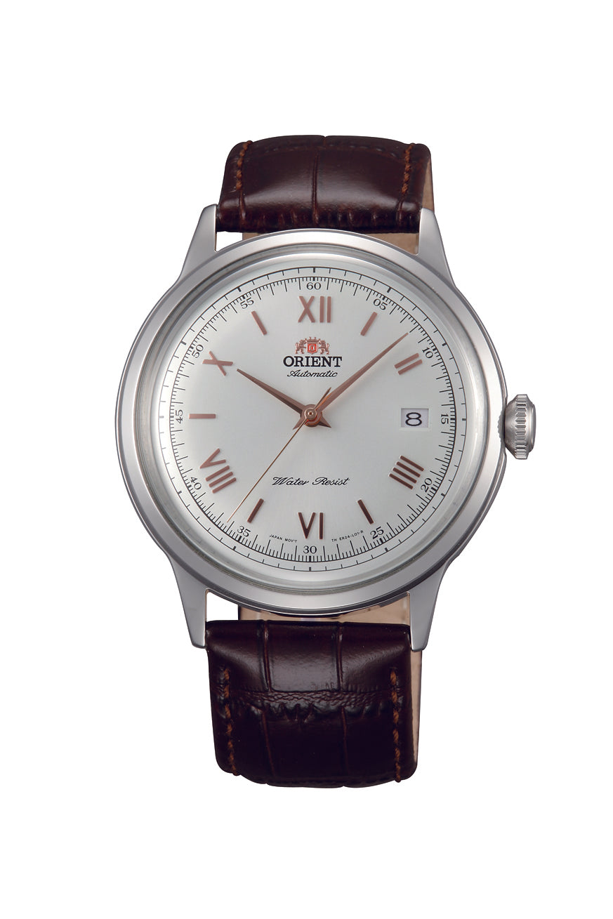 Orient Bambino 40.5mm Brown Leather Strap White Dial