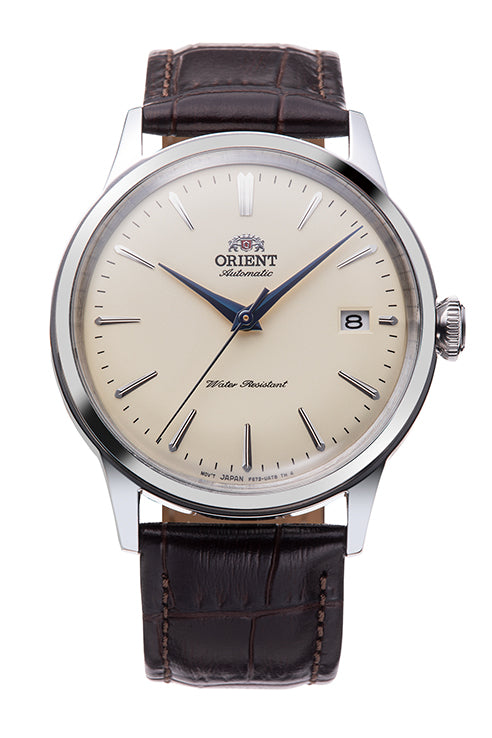Orient Bambino 38mm Brown Leather Strap Beige Dial