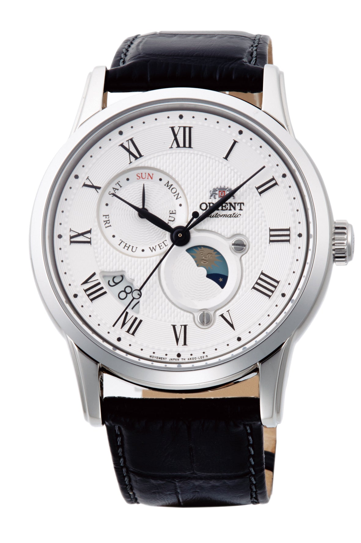 Orient Sun & Moon Black Leather Strap White Dial