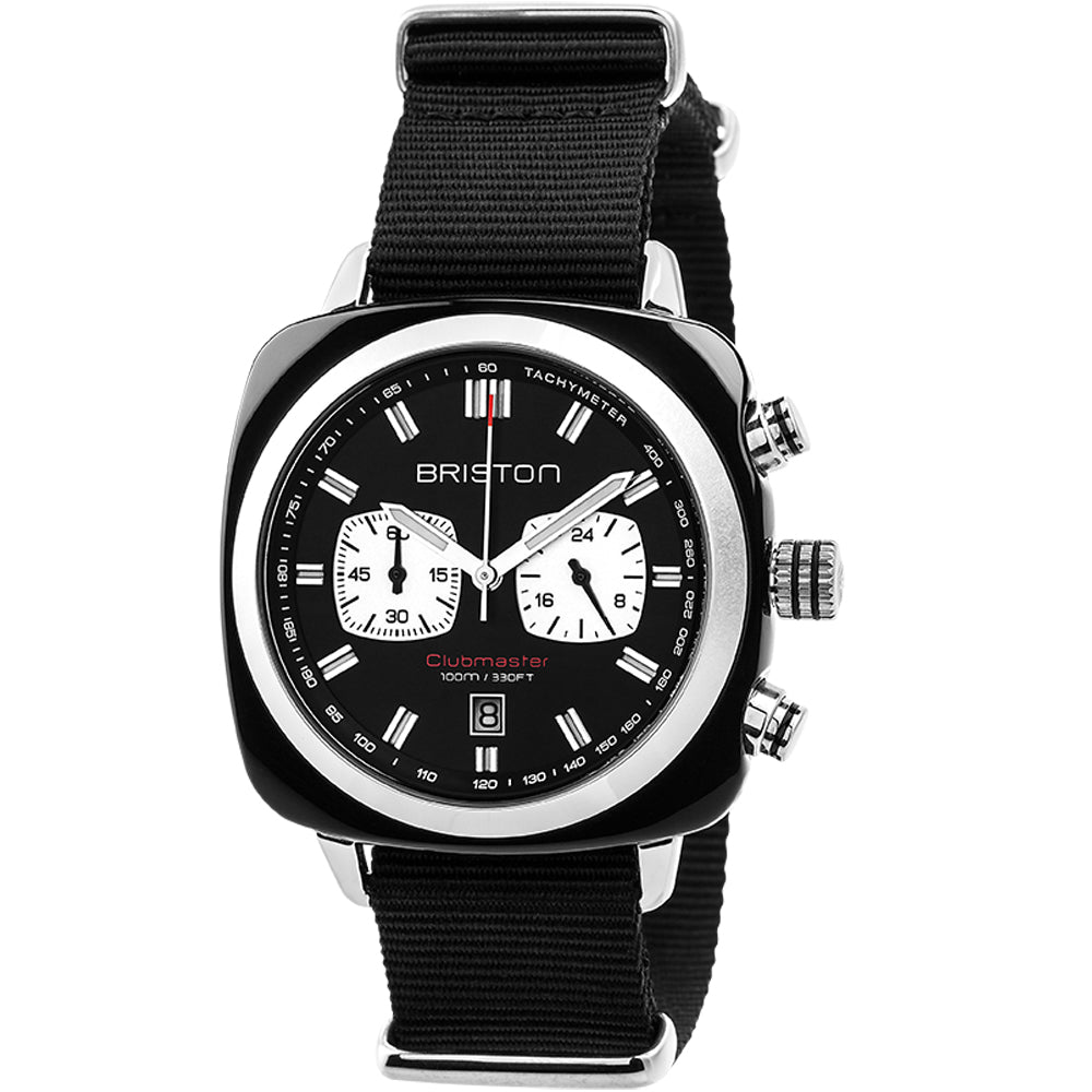 Briston Clubmaster Sport Chronograph, Black Dial and Nato Strap