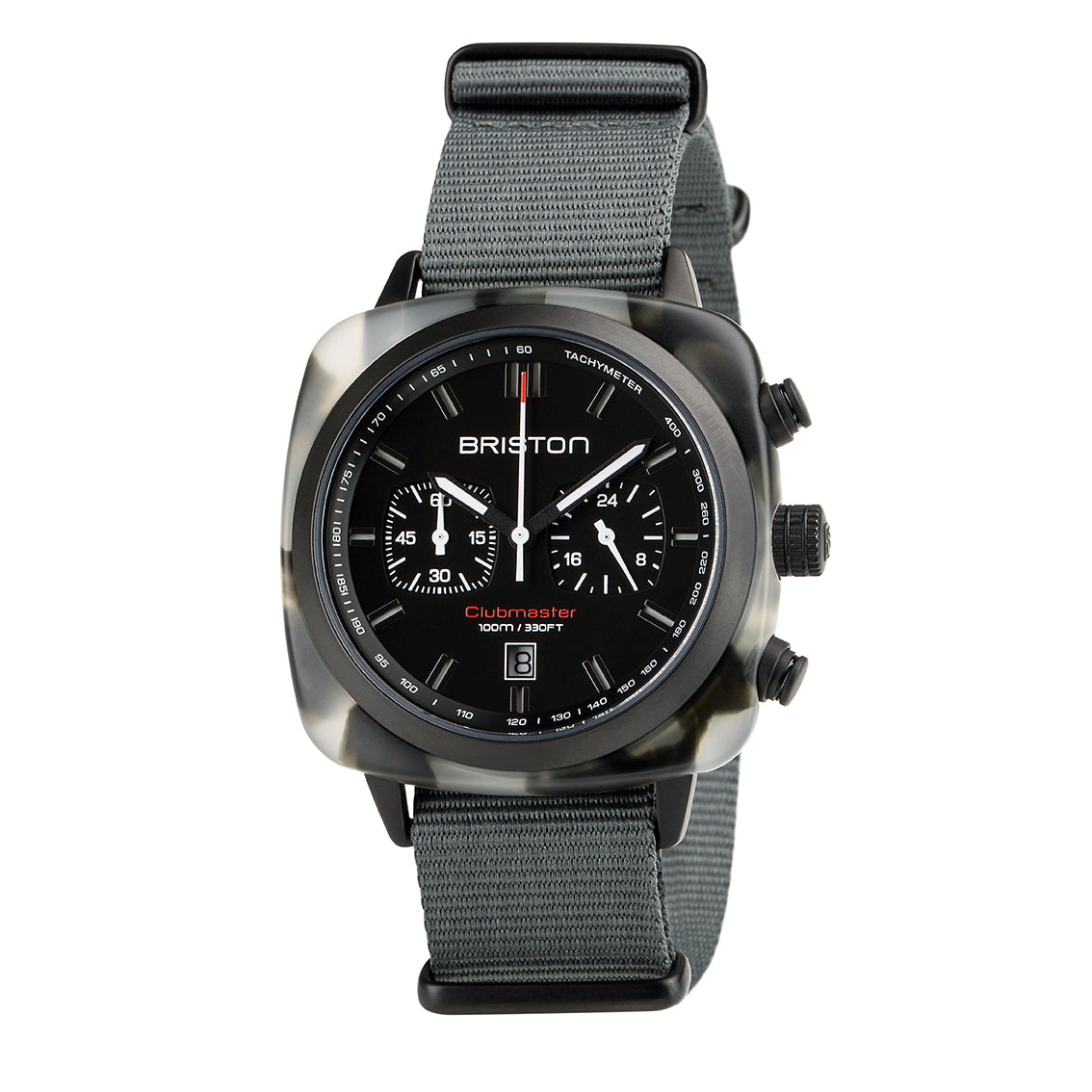 Briston Trendsetters Sport Chronograph Black Dial Artic Camo Case Grey Nato Strap with White Numerals