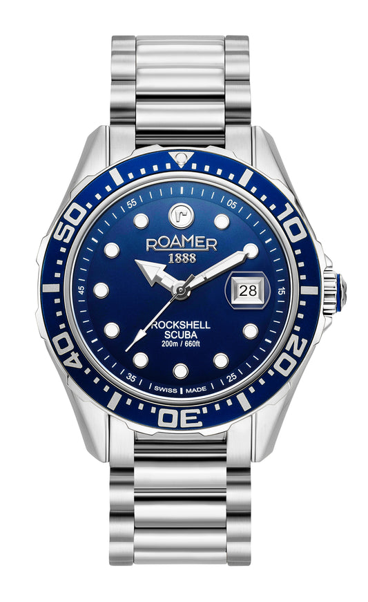 Roamer Rockshell Mark III Scuba Blue Dial Stainless Steel Bracelet