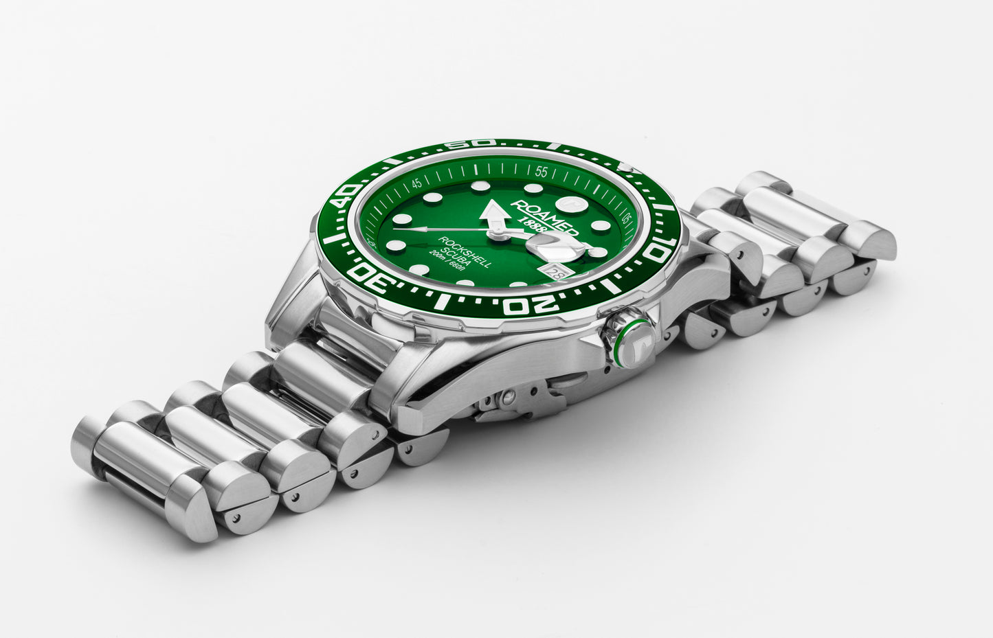 Roamer Rockshell Mark III Scuba Green Dial Stainless Steel Bracelet