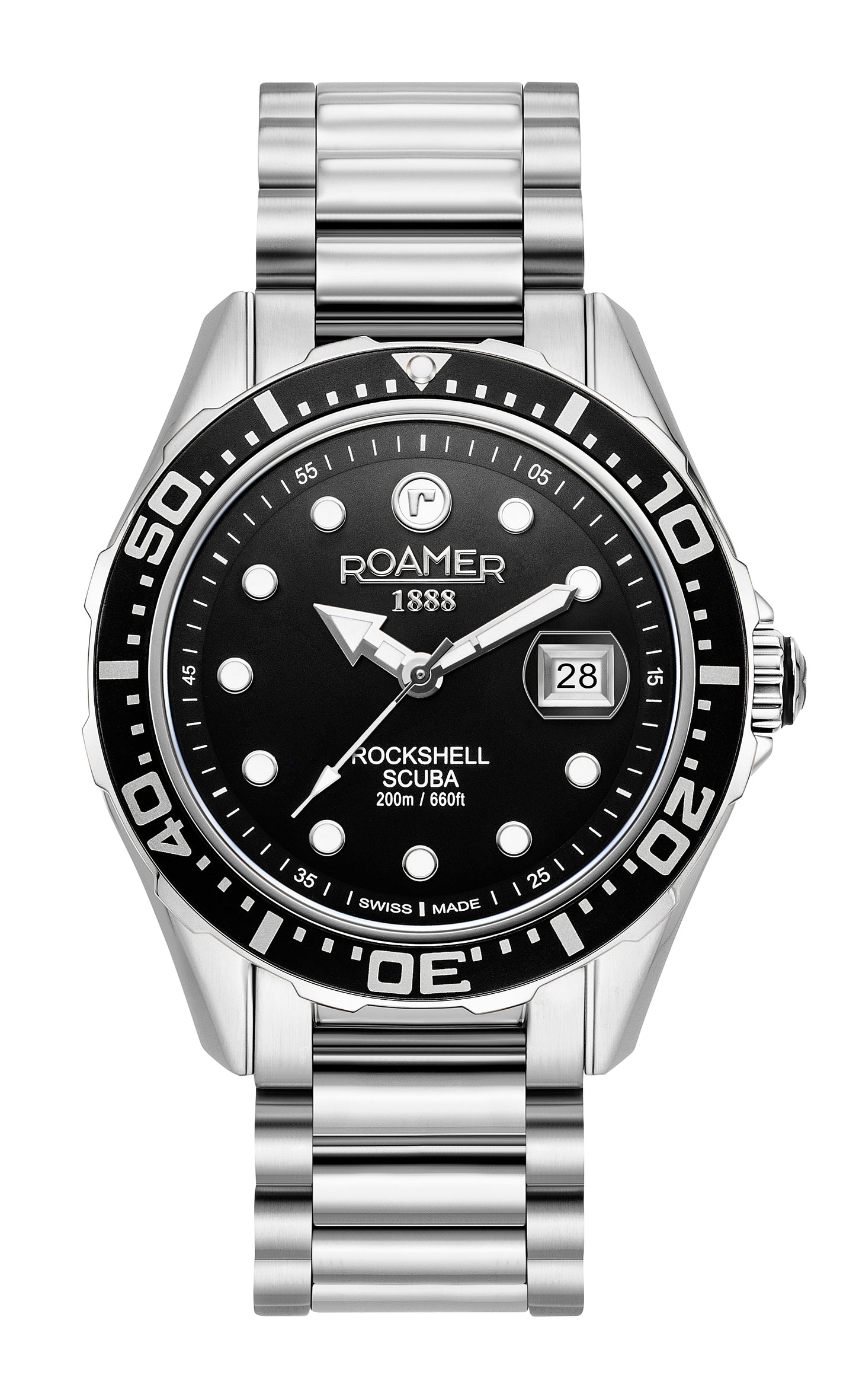 Roamer Rockshell Mark III Scuba Black Dial Stainless Steel Bracelet