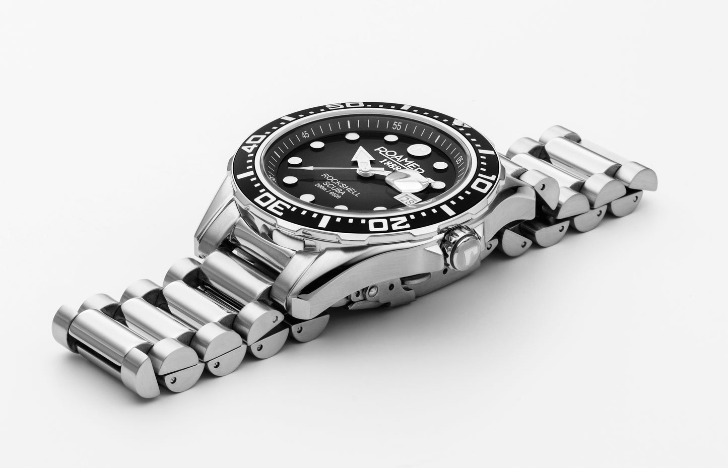 Roamer Rockshell Mark III Scuba Black Dial Stainless Steel Bracelet