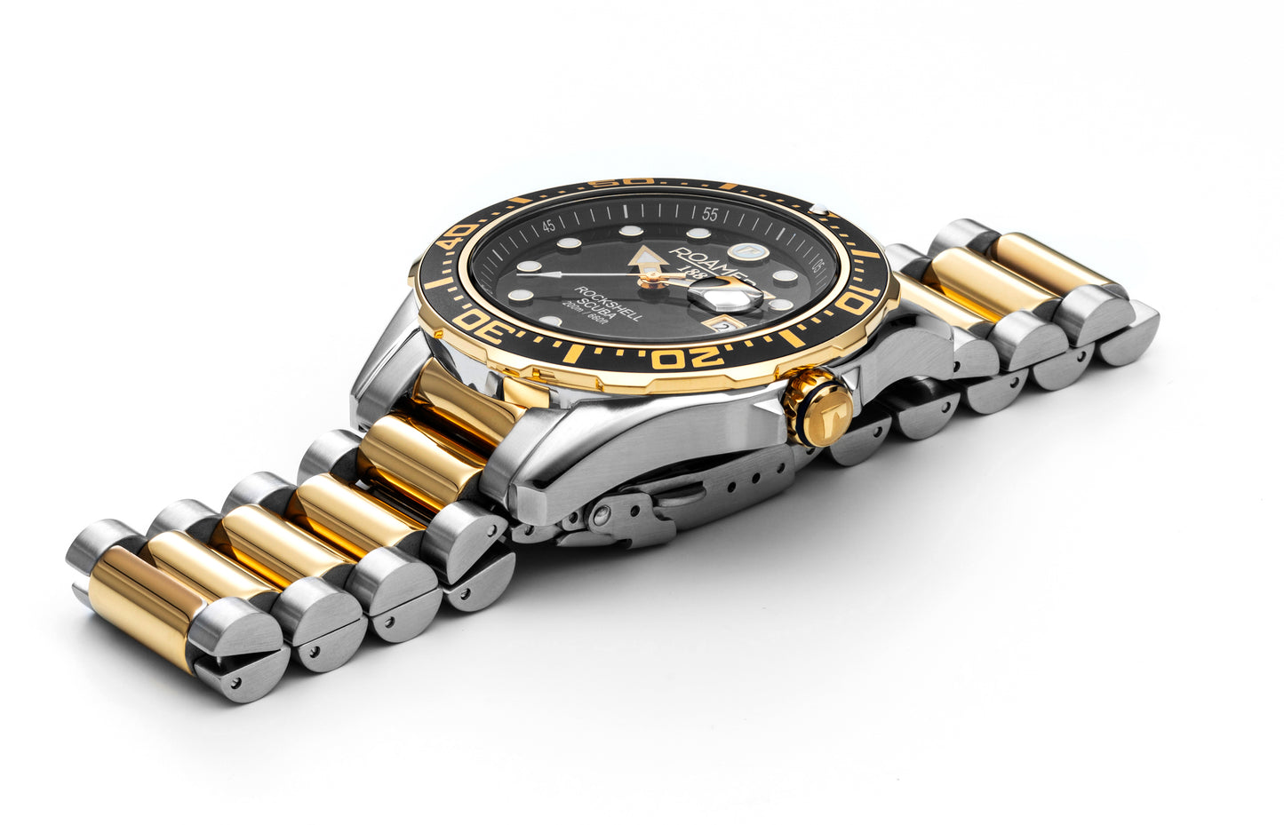 Roamer Rockshell Mark III Scuba Black Dial Yellow Gold Bi-colour Bracelet