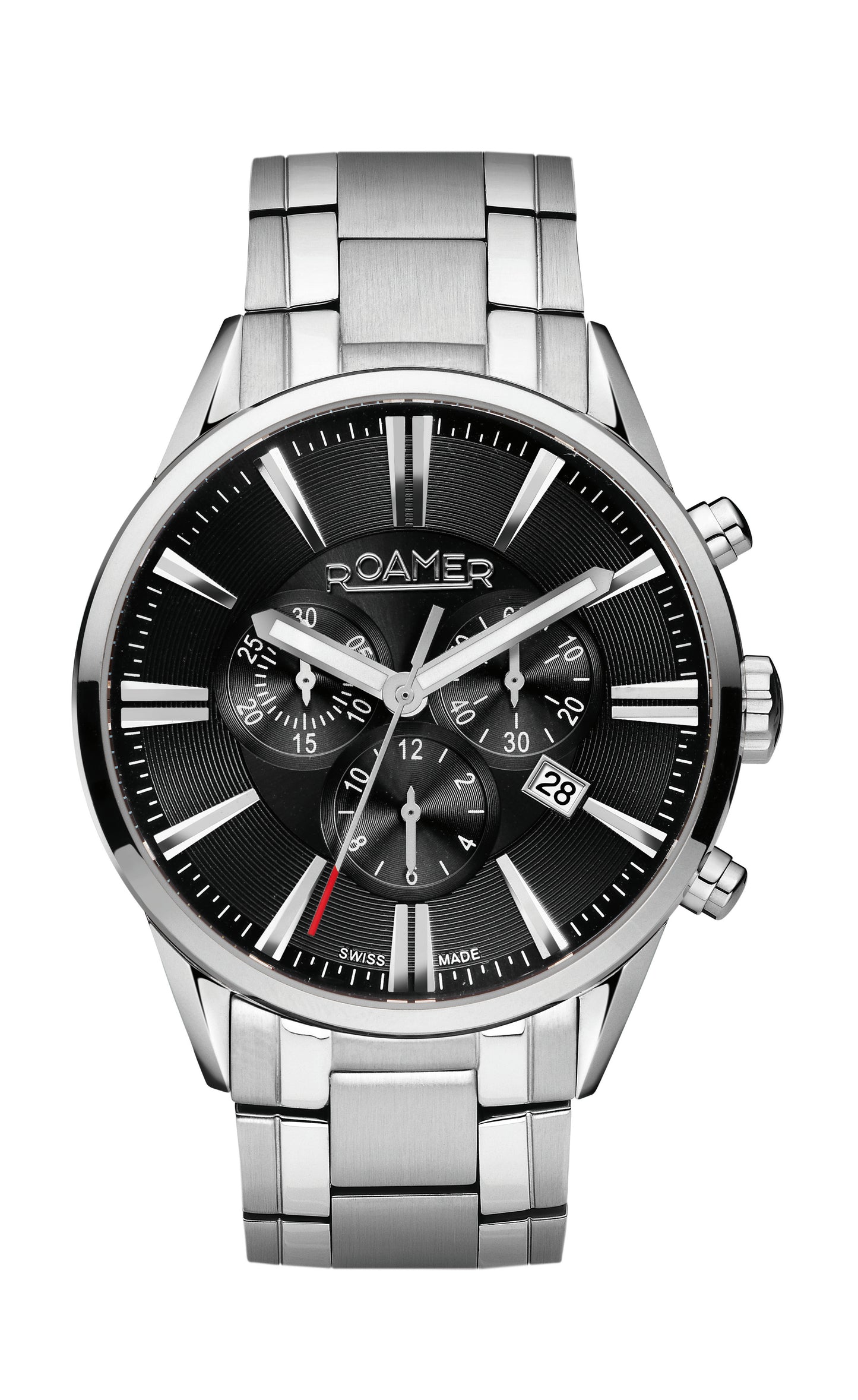 Roamer Superior Chrono Black Dial Stainless Steel Bracelet
