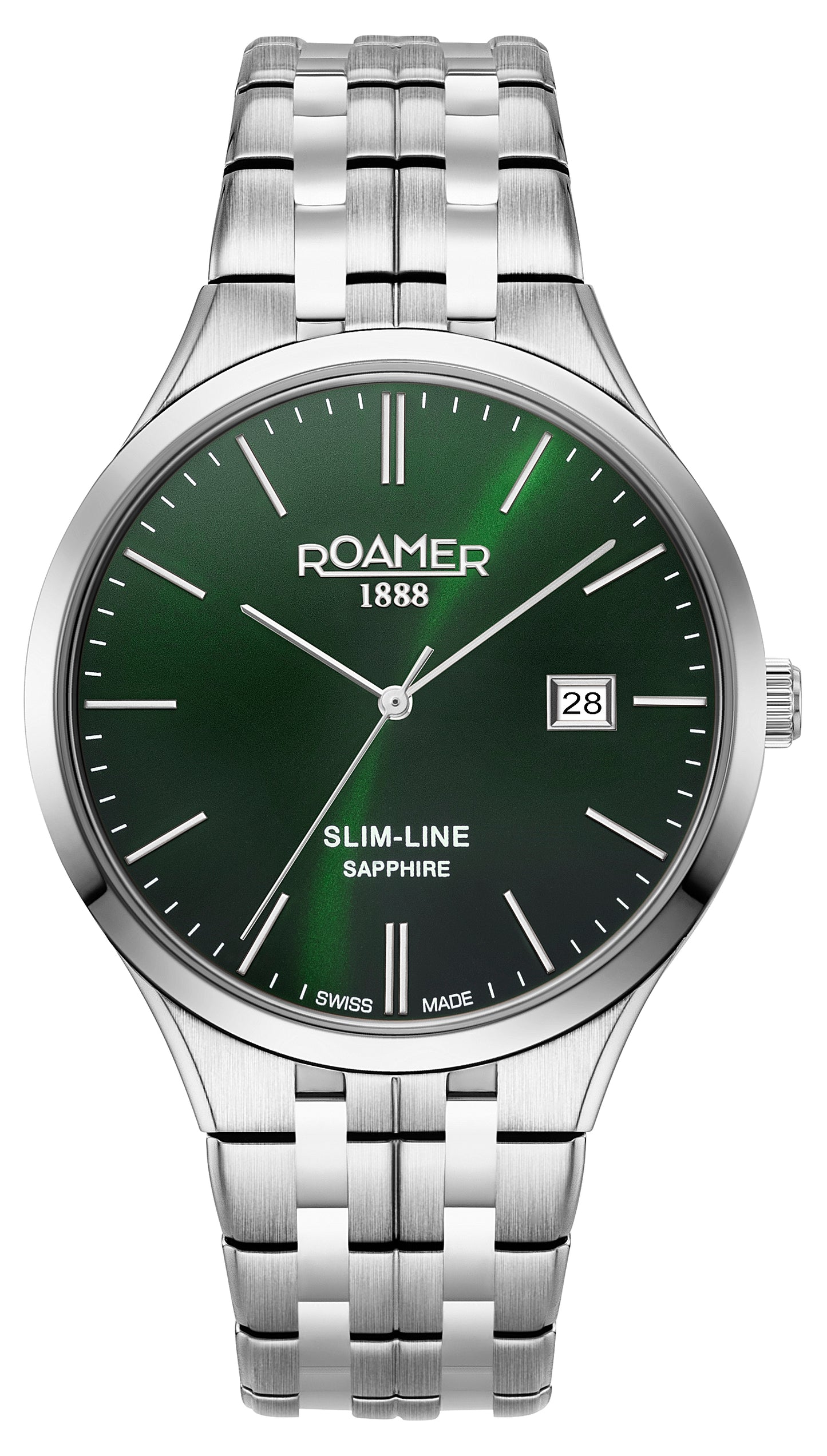 Roamer Slim-Line Classic Gents Green Dial Stainless Steel Bracelet