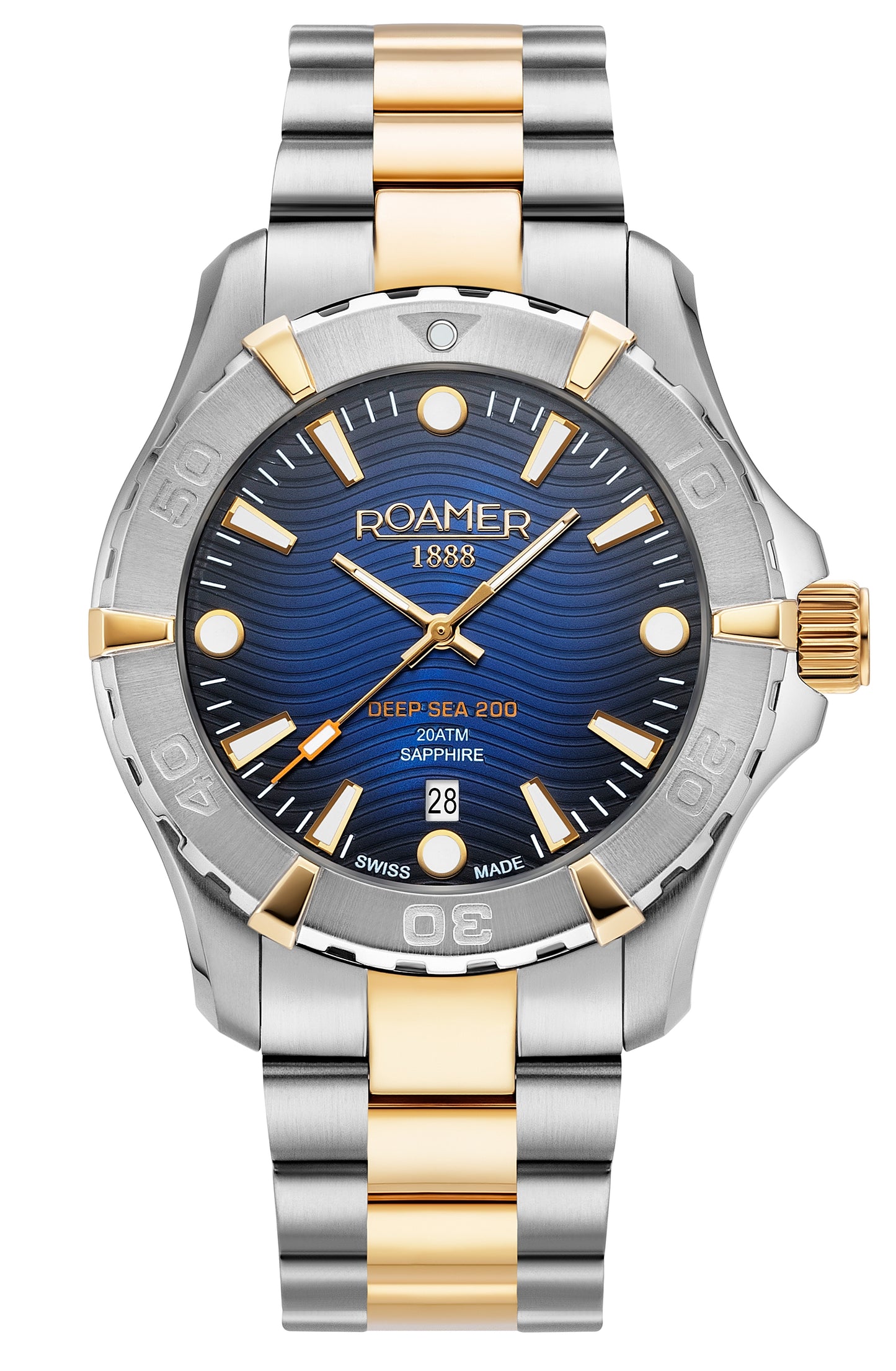 Roamer Deep Sea 200, Blue Dial Yellow Gold Bi-colour Bracelet