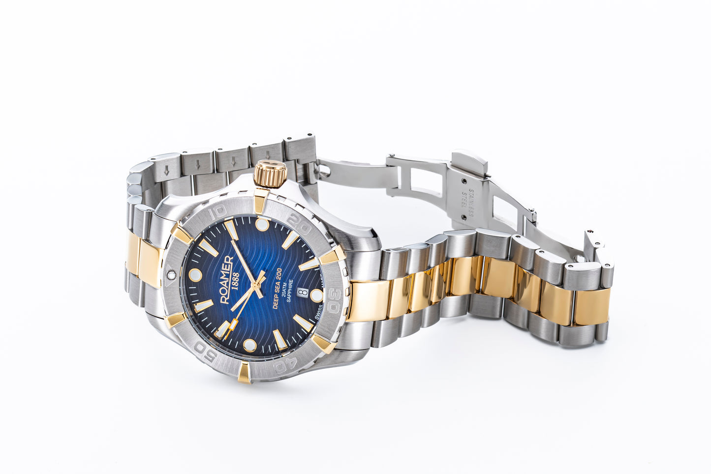 Roamer Deep Sea 200, Blue Dial Yellow Gold Bi-colour Bracelet