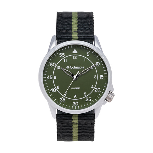 Columbia Viewmont Green Dial Black Nylon Striped Strap