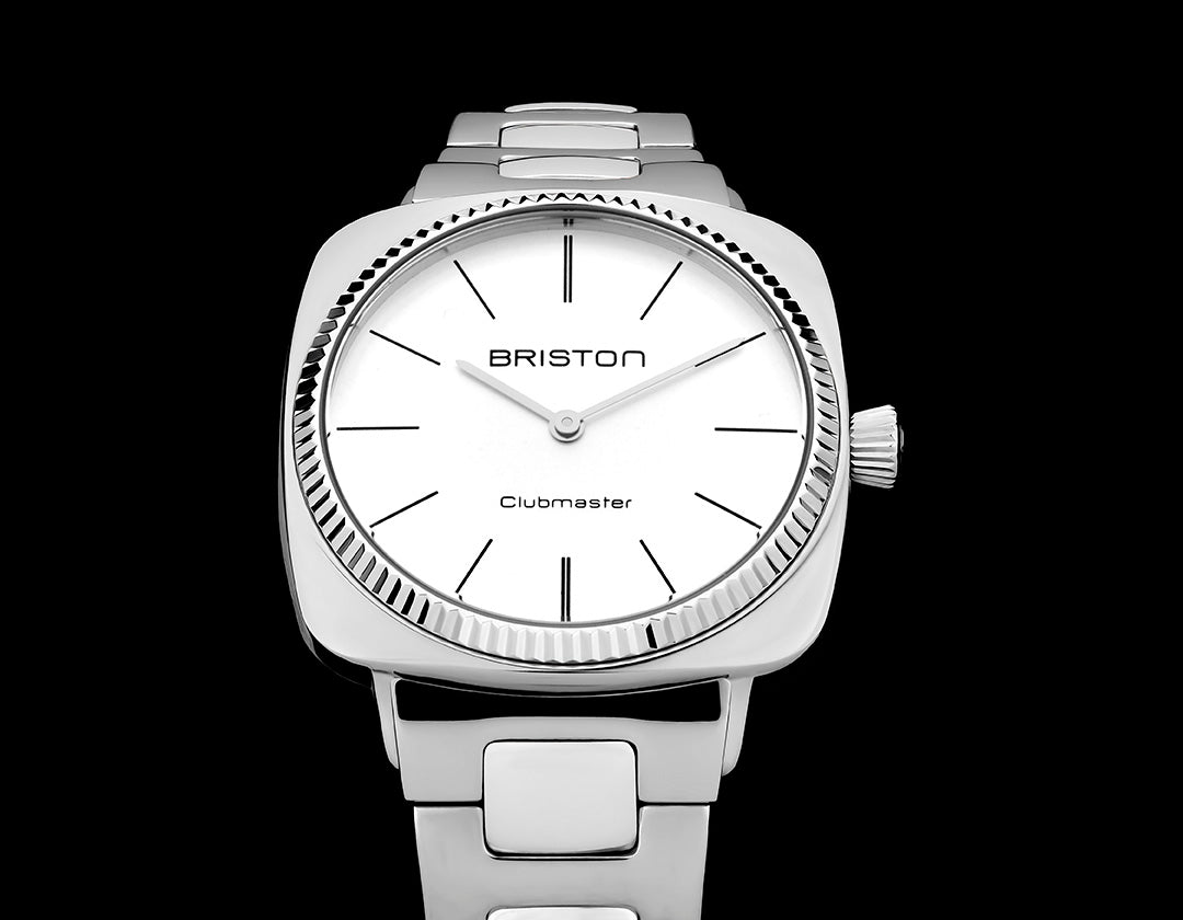 Briston Clubmaster Elegant, White Dial Stainless Steel Bracelet