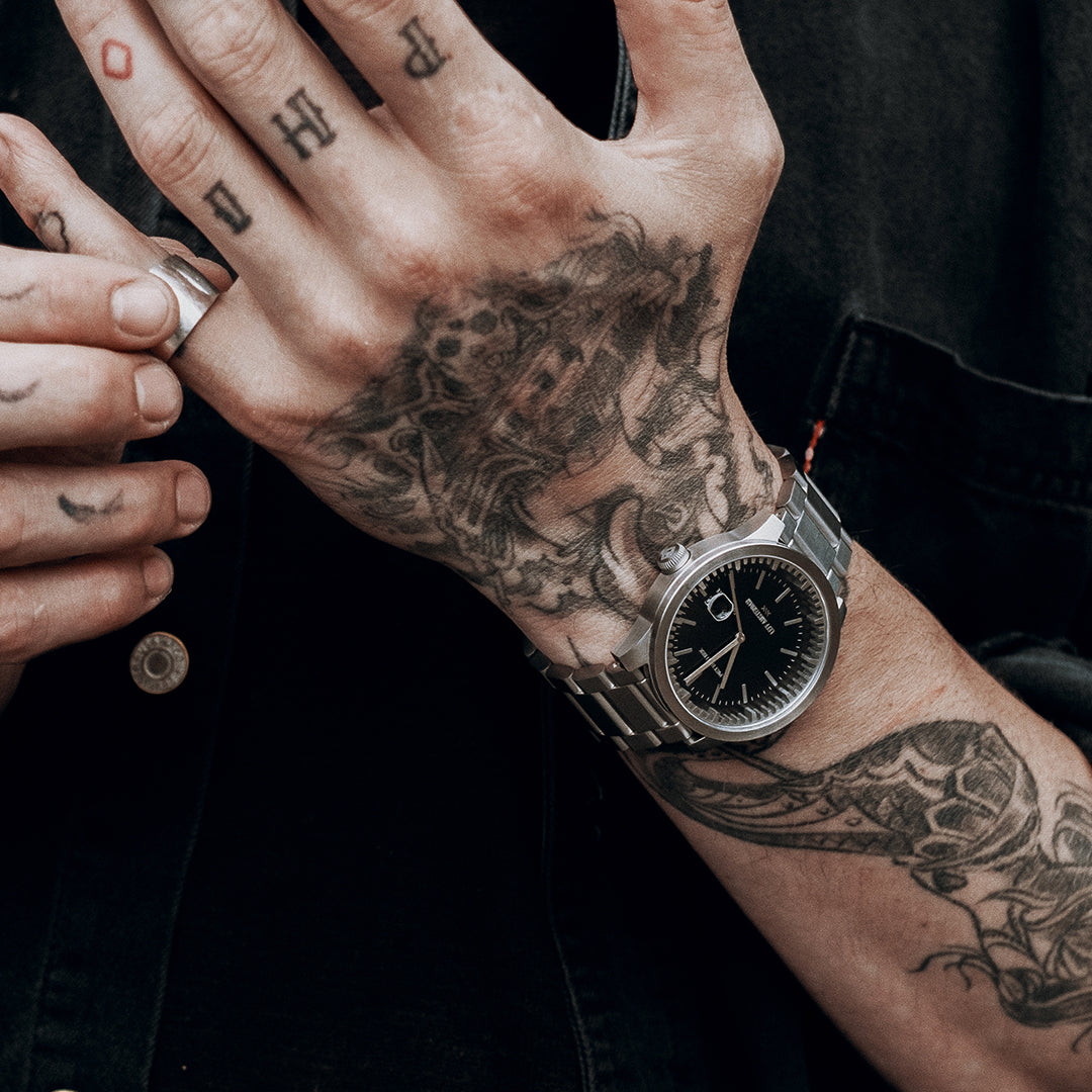 Leff Amsterdam Tube Watch S42 Date Steel with Black Dial