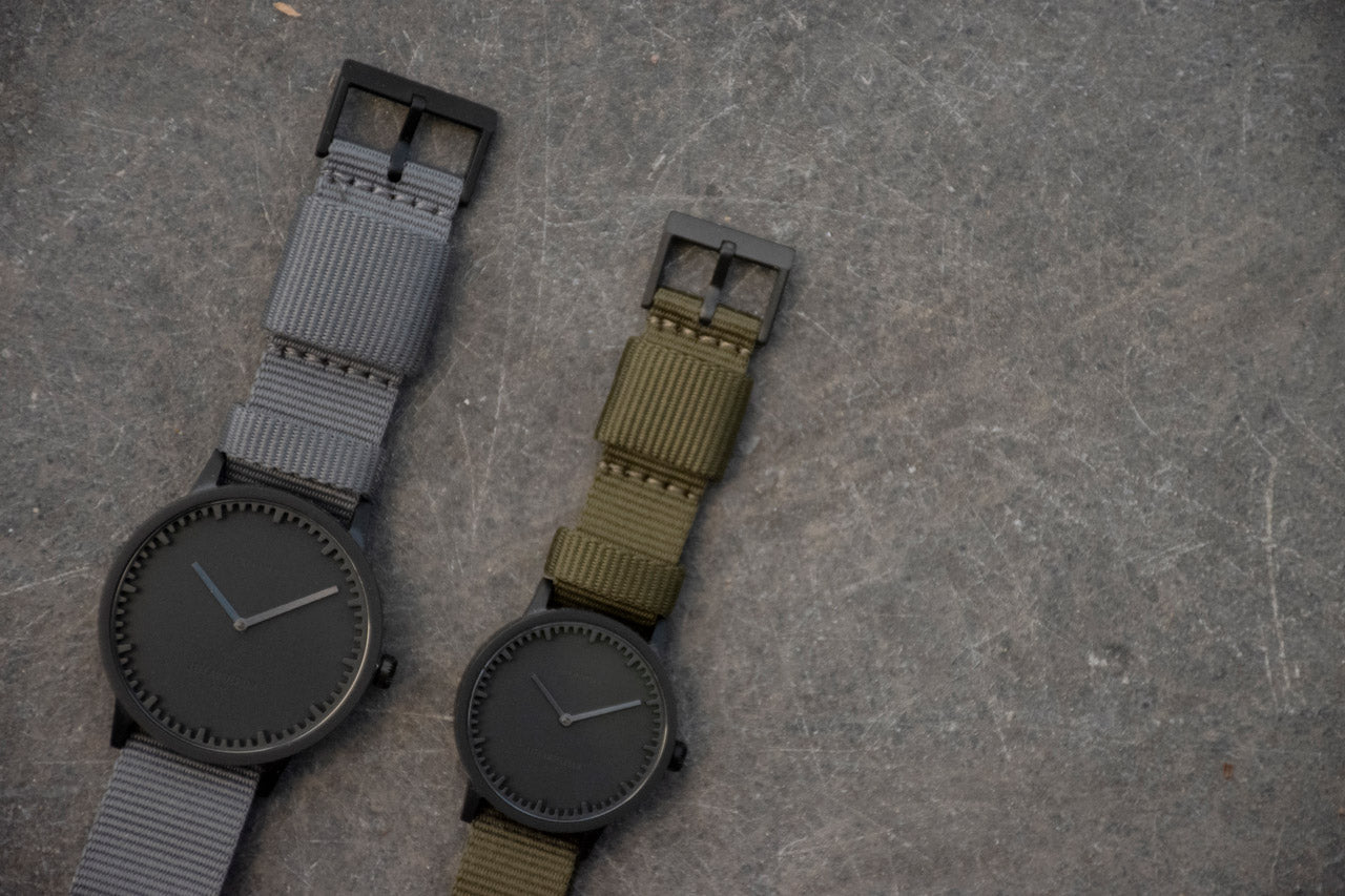 LEFF Amsterdam Tube Watch T32 Black Case Green Nato Strap