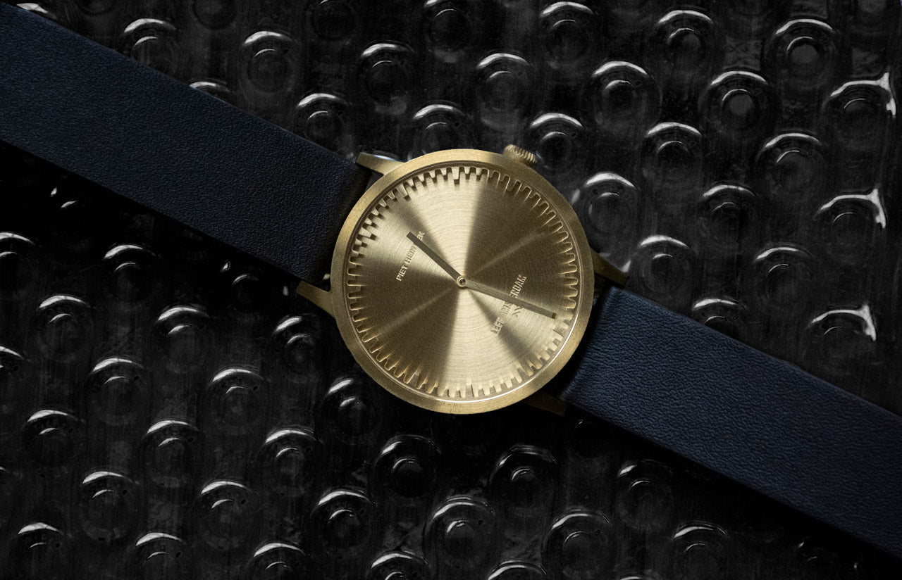 LEFF Amsterdam Tube Watch T32 Brass Case Black Leather Strap