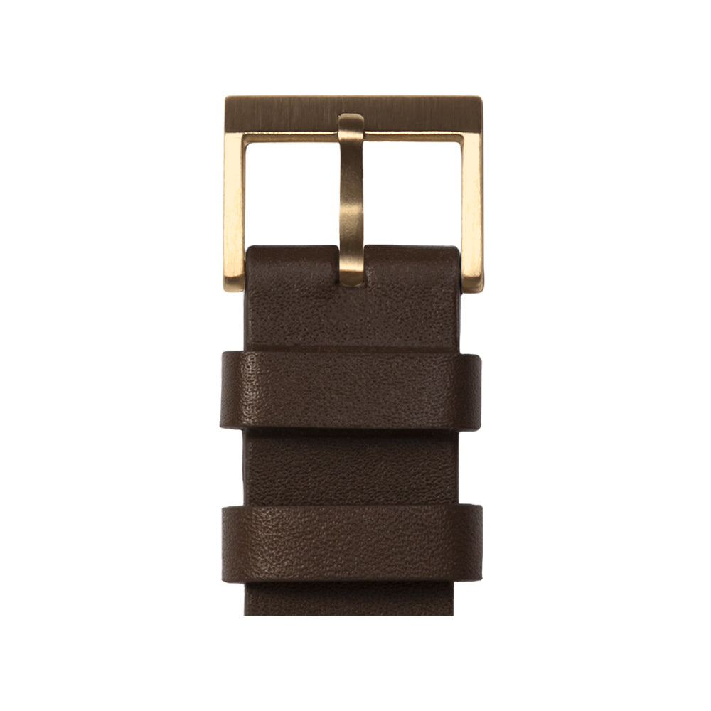 LEFF Amsterdam Tube Watch T32 Brass/ White Case Brown Leather Strap