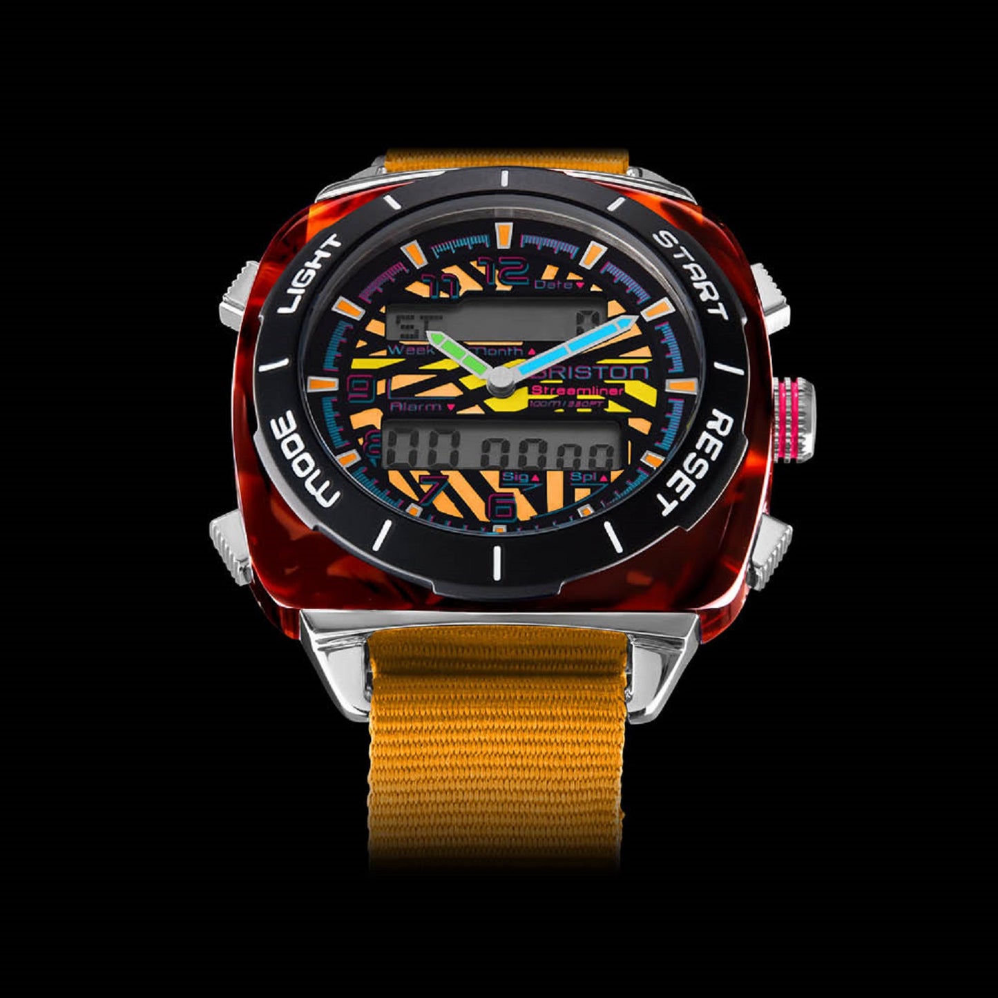 Briston Streamliner Adventure Swing Black Dial Orange Nato Strap