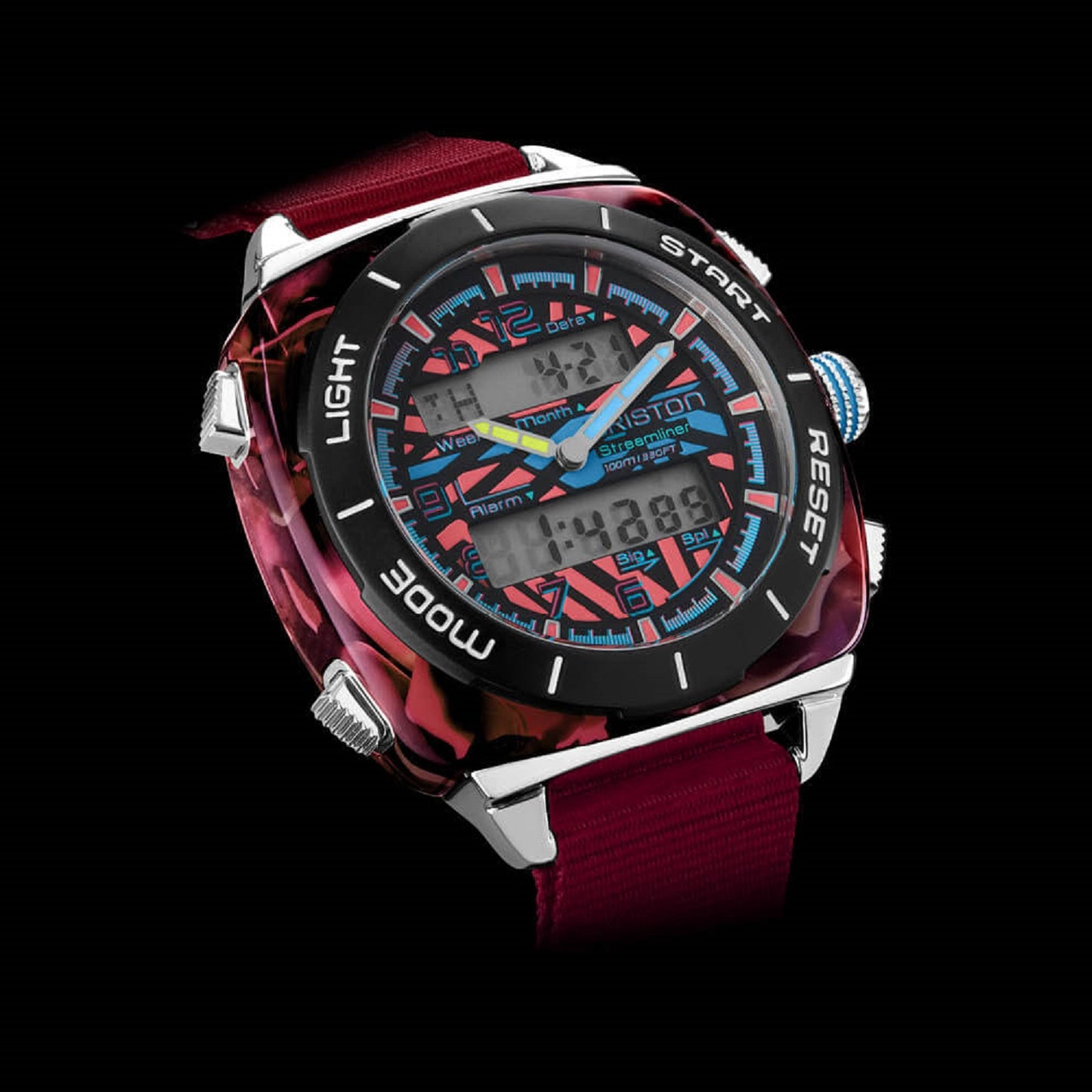 Briston Streamliner Adventure Swing Black Dial Red Nato Strap
