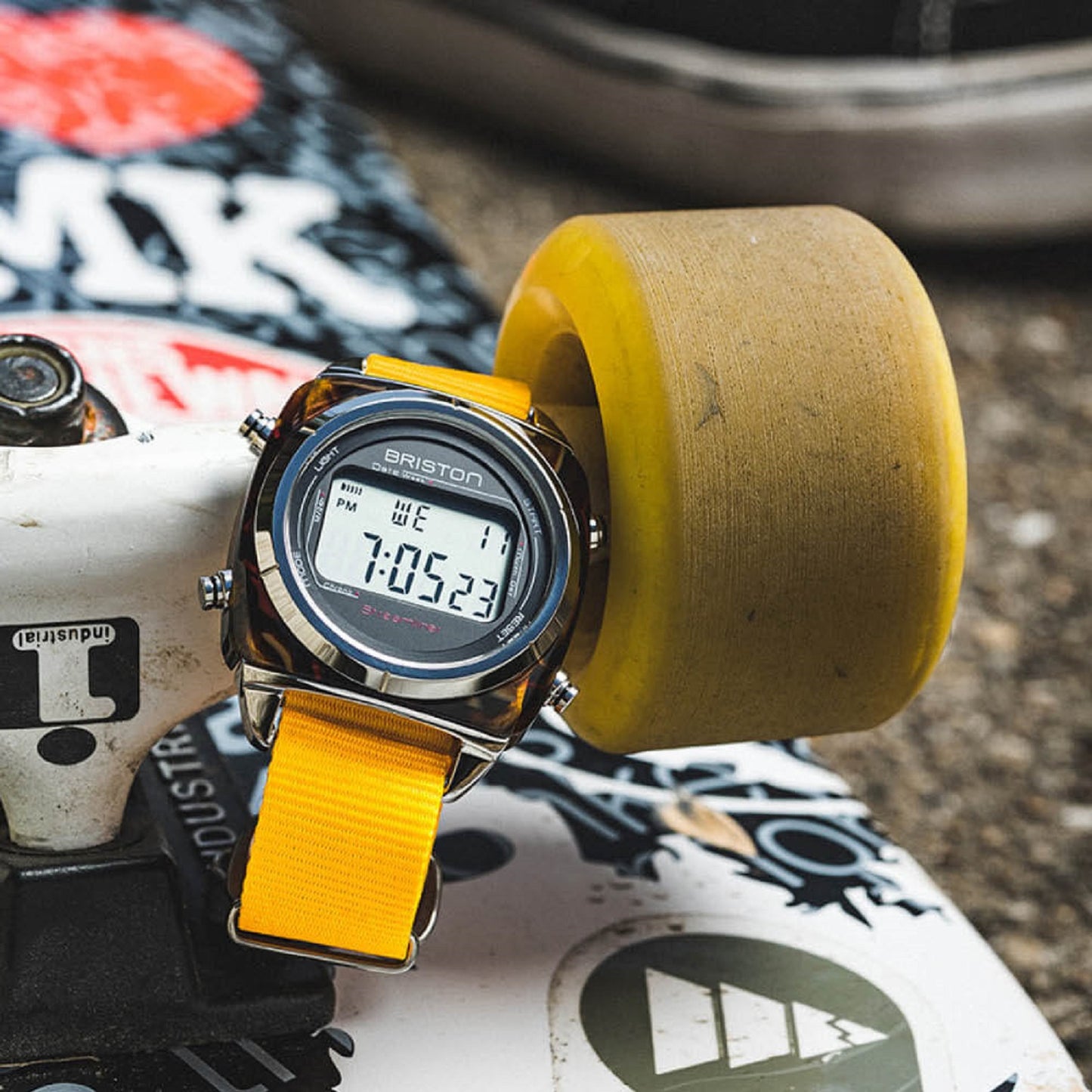 Briston Streamliner Digital Swing Black Dial Orange Nato Strap