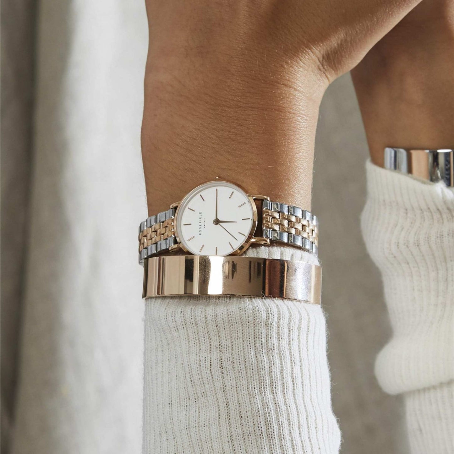 Rosefield Small Edit Duotone Rose Gold and Steel Watch