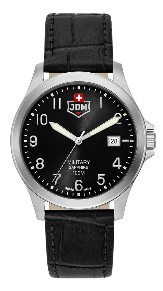JDM Military Alpha I Black Dial and Leather Strap