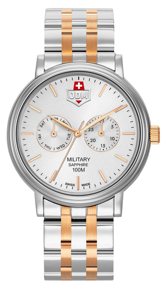 JDM Military Echo Silver Dial Rosegold Bi-colour Bracelet