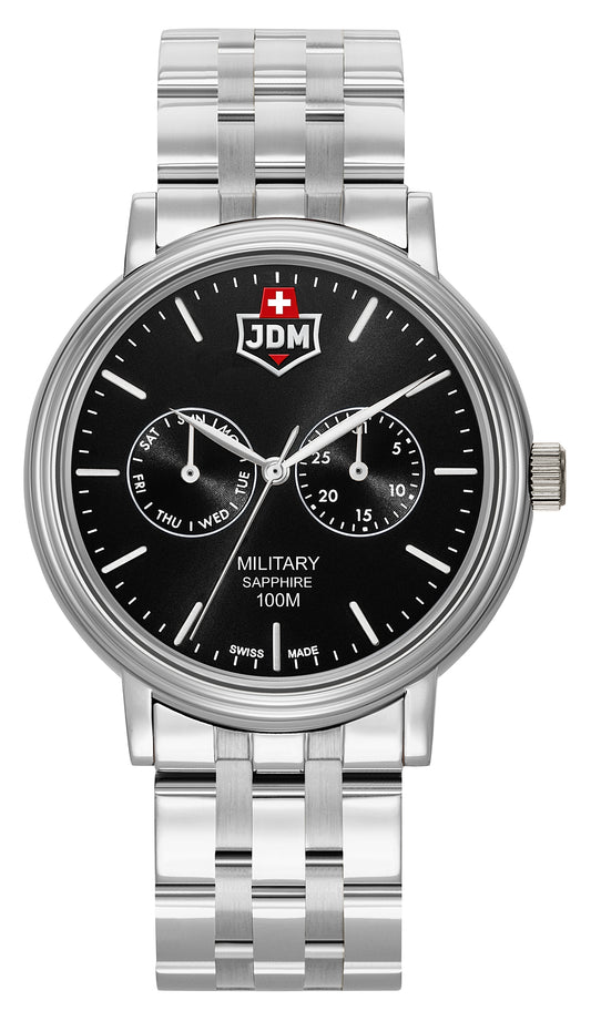 JDM Military Echo Black Dial Stainless Steel Bracelet
