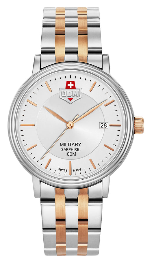 JDM Military Kilo Silver Dial Rosegold Bi-colour Bracelet