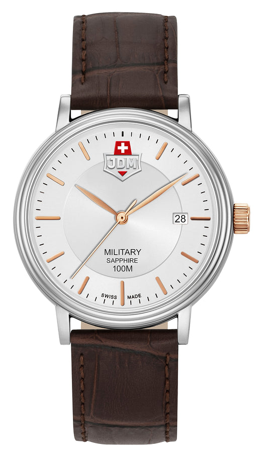 JDM Military Kilo Silver Dial Brown Leather Strap