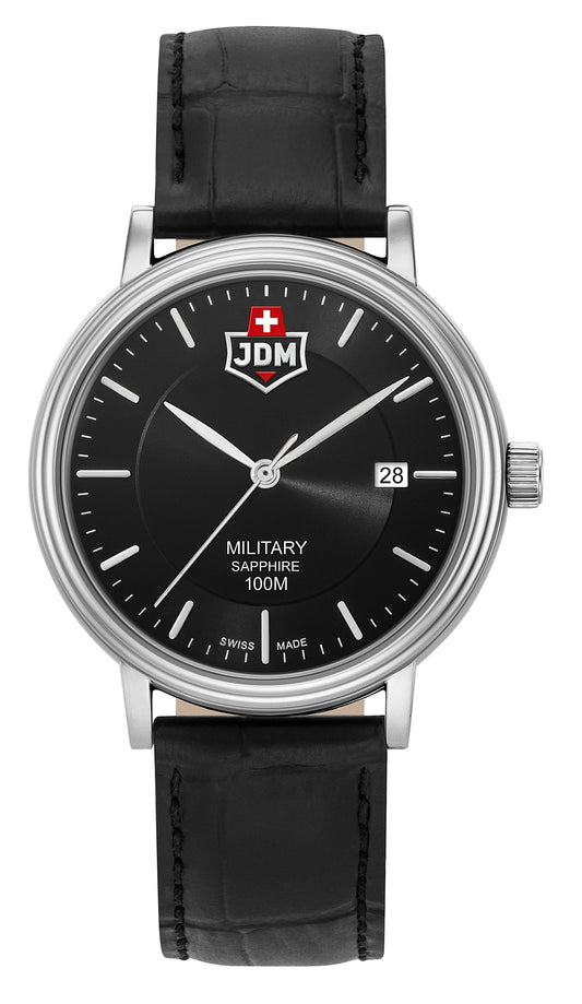 JDM Military Kilo Black Dial Black Leather Strap