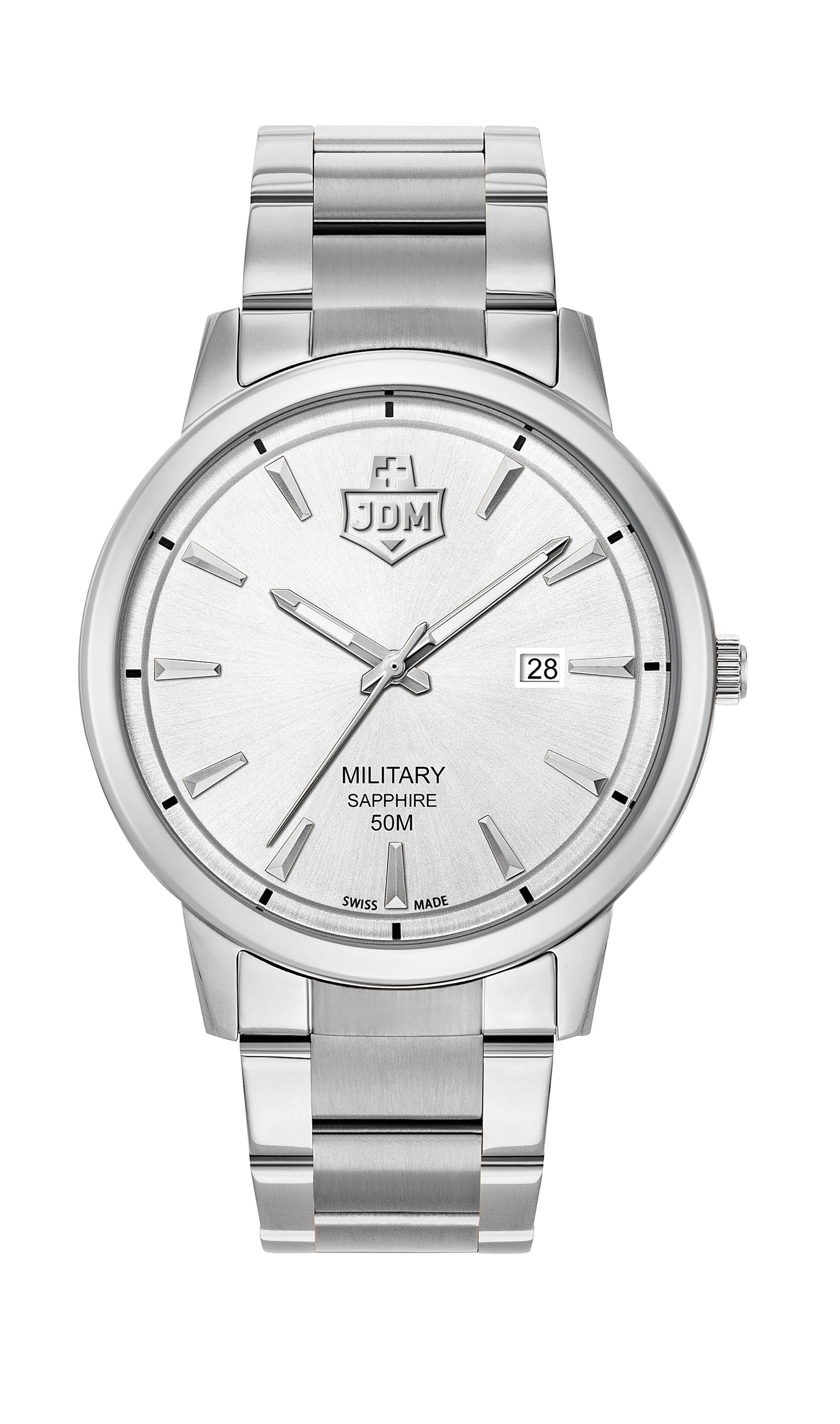 JDM Military Bravo I Silver Dial Stainless Steel Bracelet