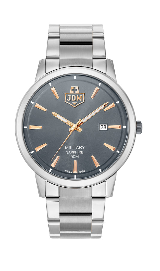JDM Military Bravo I Grey Dial Stainless Steel Bracelet
