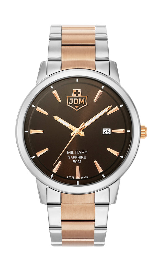 JDM Military Bravo I Brown Dial Rosegold Bi-colour Bracelet