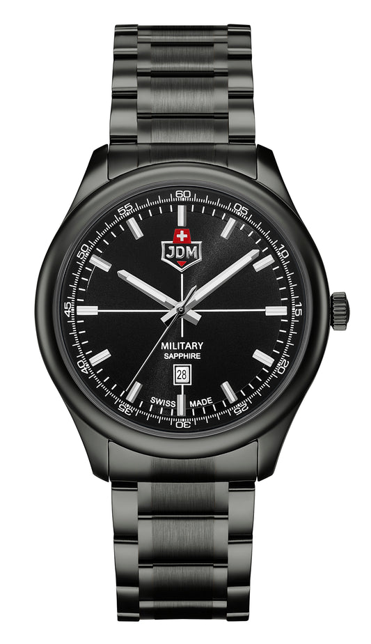 JDM Military Alpha Mission Black Dial Black IP Bracelet