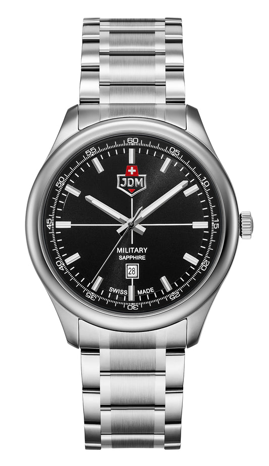JDM Military Alpha Mission Black Dial Stainless Steel Bracelet