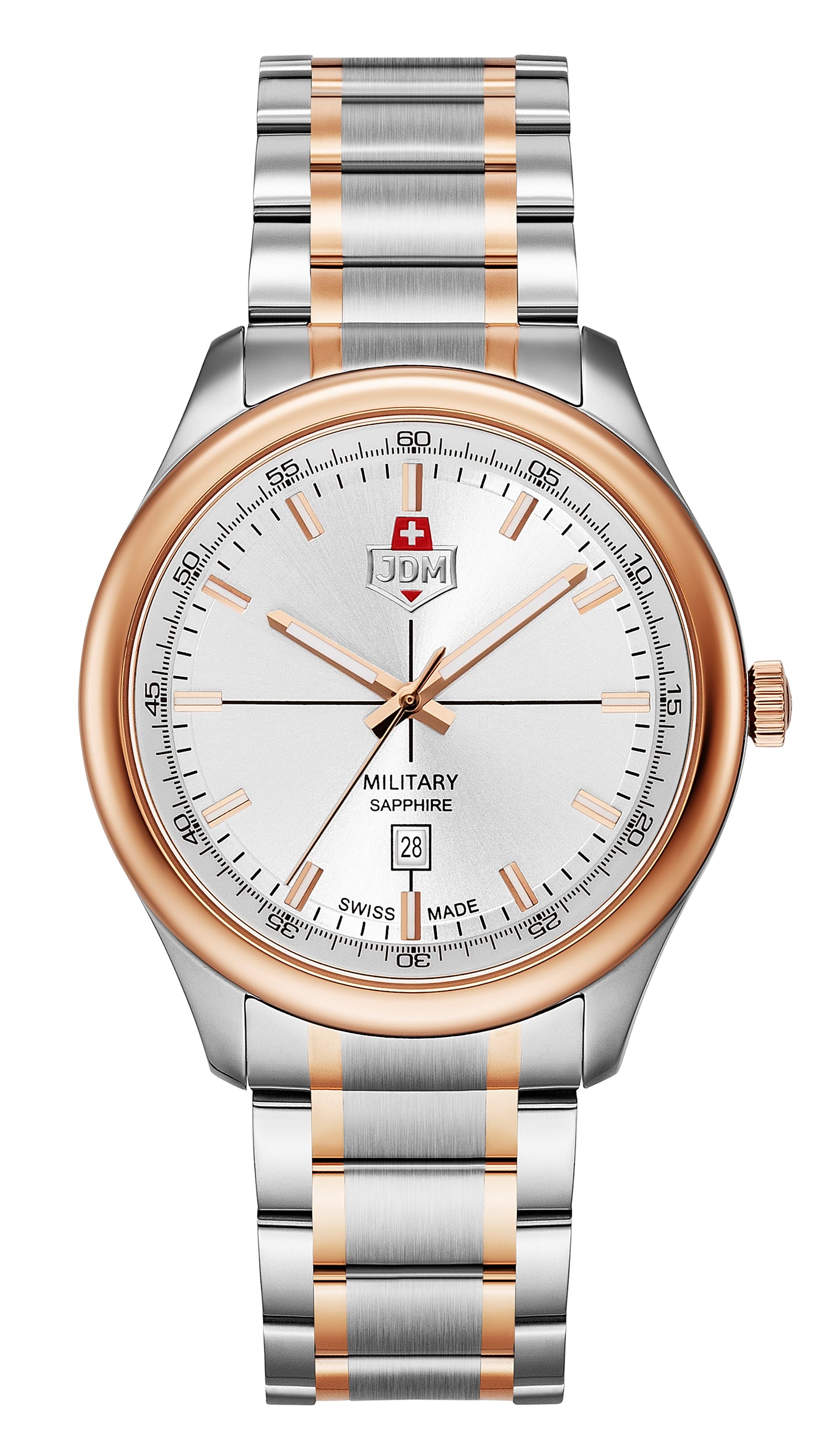 JDM Military Alpha Mission Silver Dial Rosegold Bi-colour Bracelet