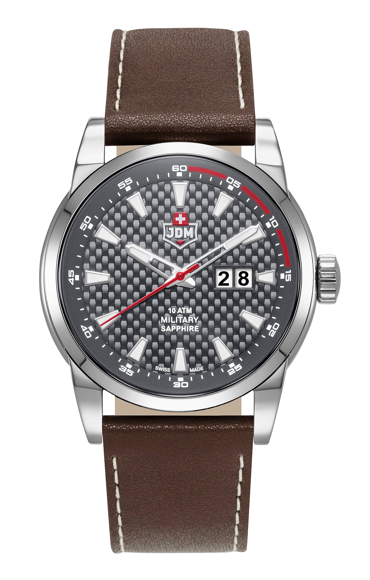 JDM Military Foxtrot Grey Dial Brown Leather Strap