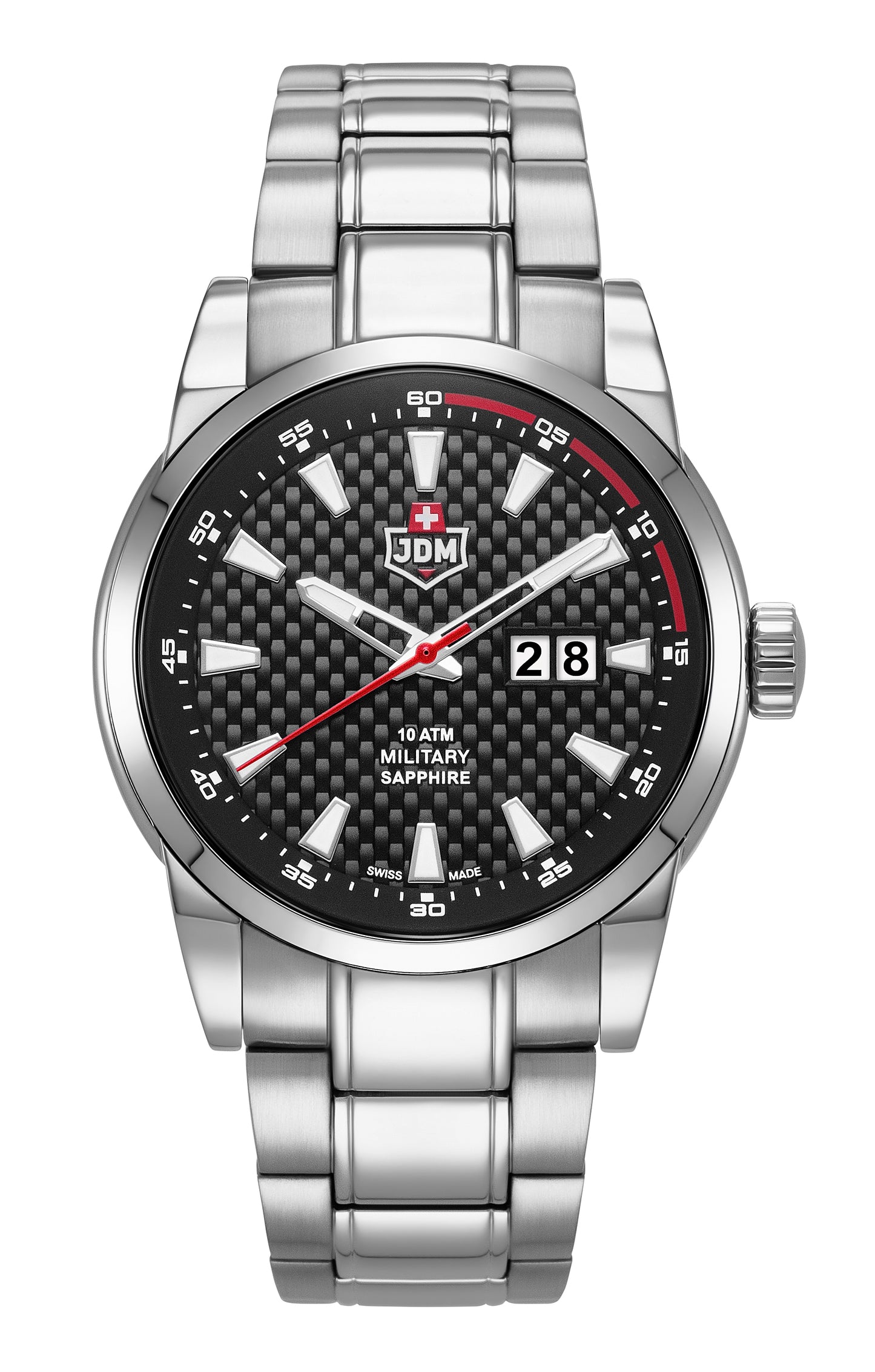 JDM Military Foxtrot Black Dial Stainless Steel Bracelet